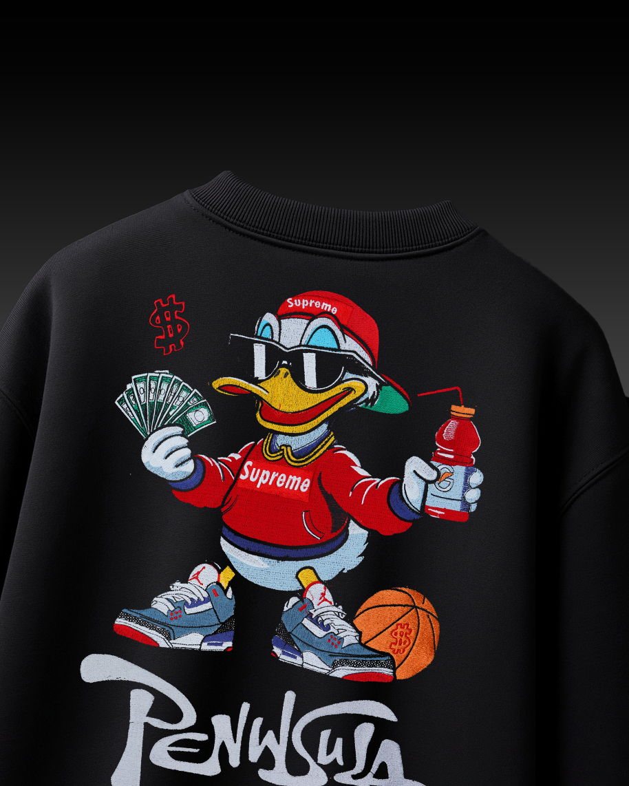 PENINSULA DUCK EMBROIDERY OVER-SIZED T SHIRT
