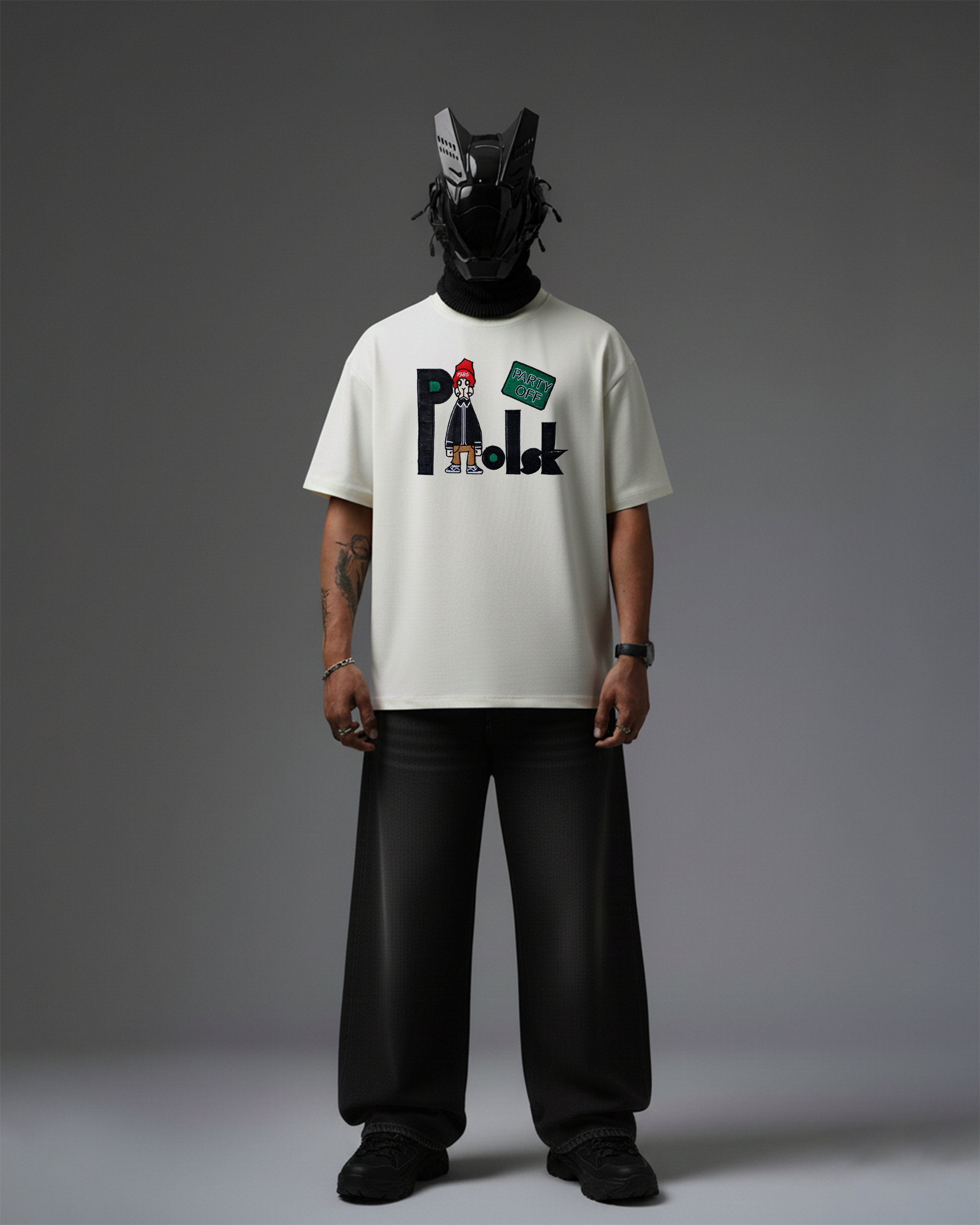 POLSK EMBROIDERY OVER-SIZED T SHIRT