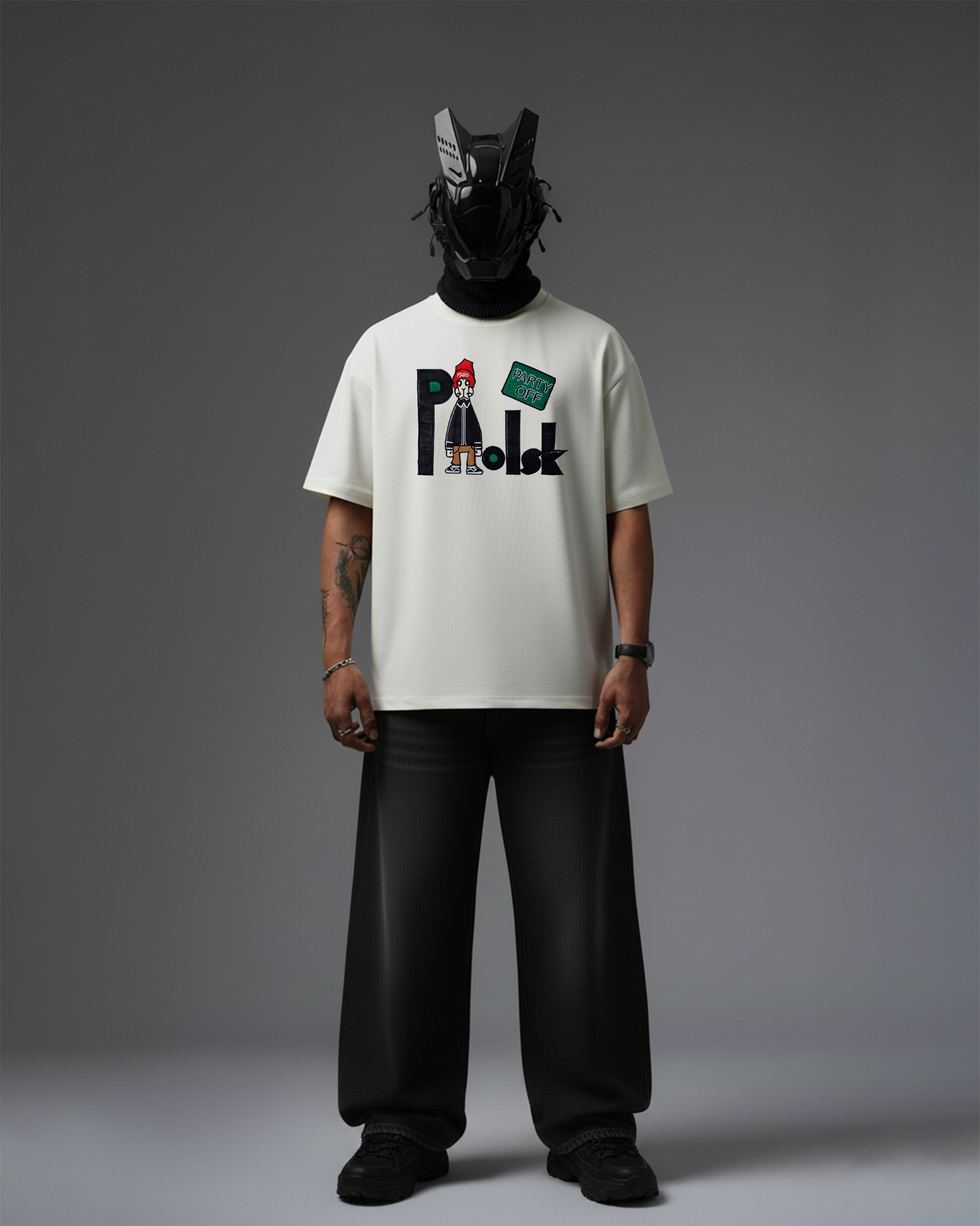 POLSK EMBROIDERY OVER-SIZED T SHIRT