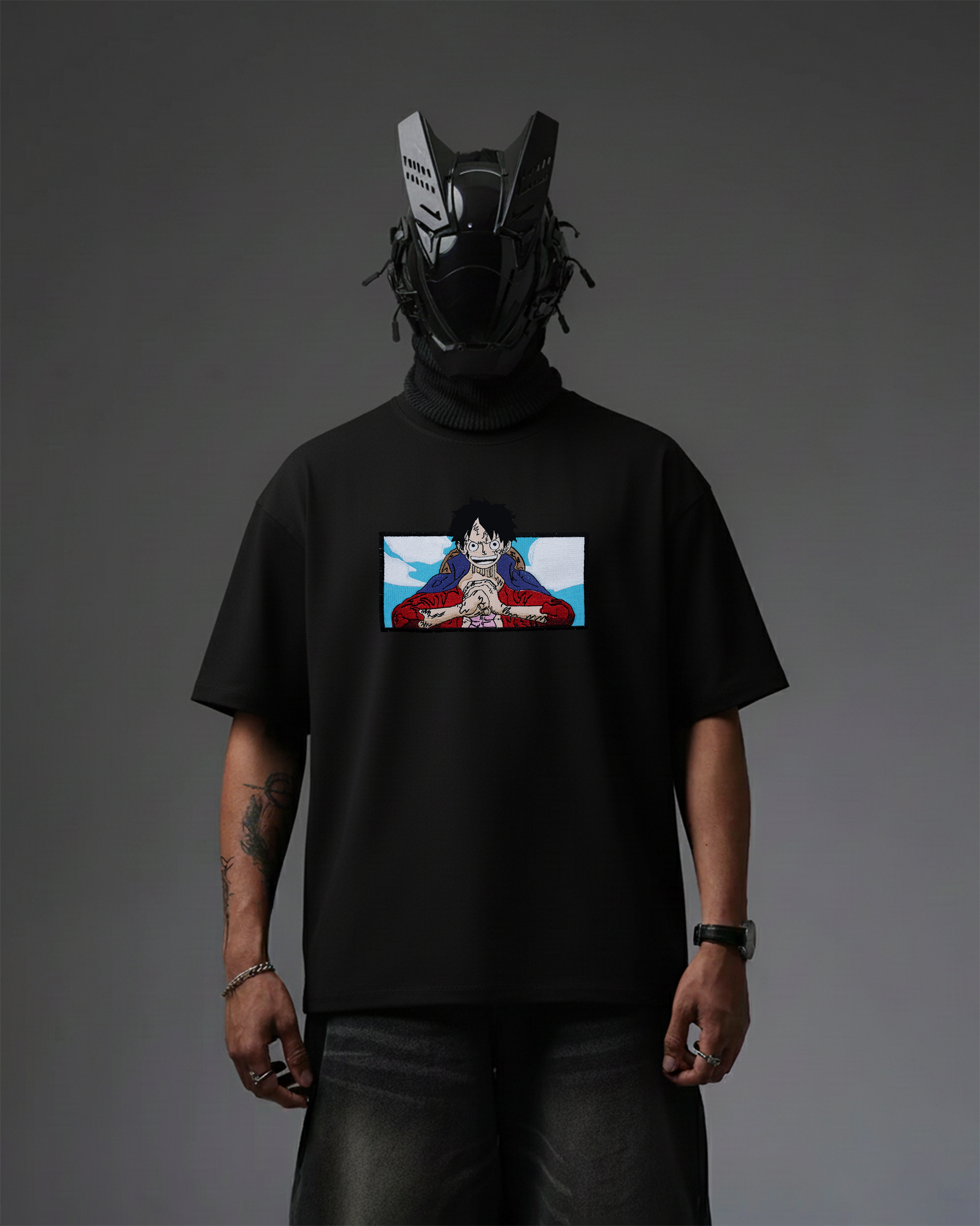 LUFFY EMBROIDERY OVER-SIZED T SHIRT