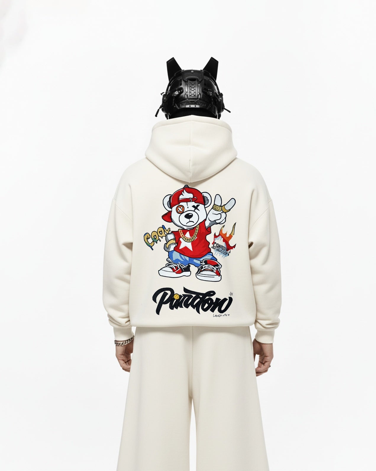 COOL BEAR EMBROIDERED OVERSIZED HOODIE
