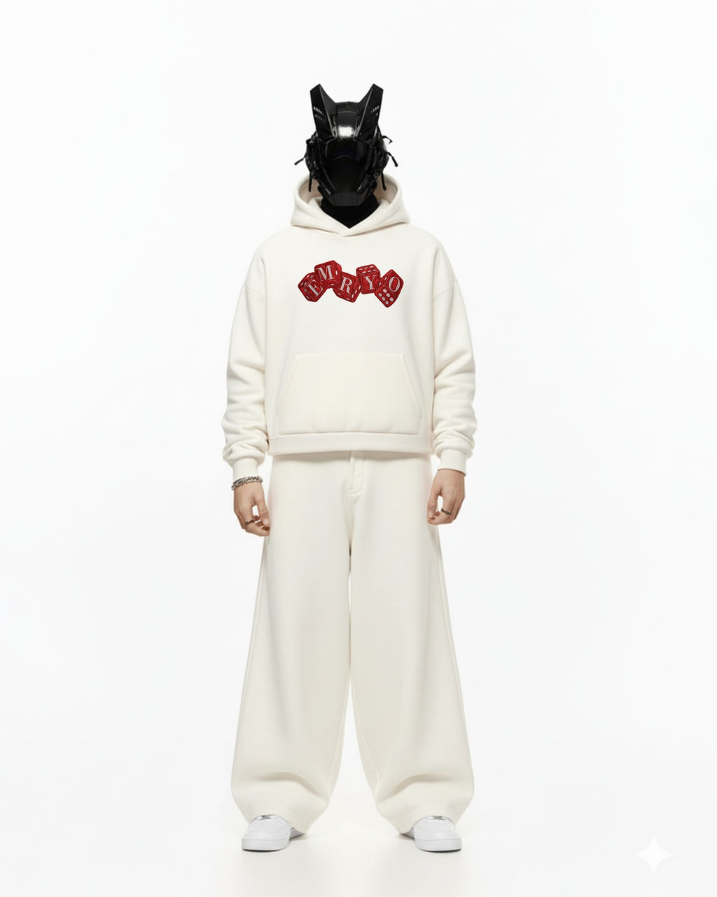EMRYO DICE APPLIQUE EMBROIDERED HOODIE