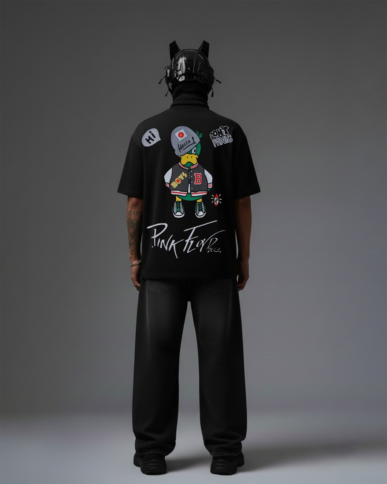 PINKFLY DUCK EMBROIDERY OVER-SIZED T SHIRT