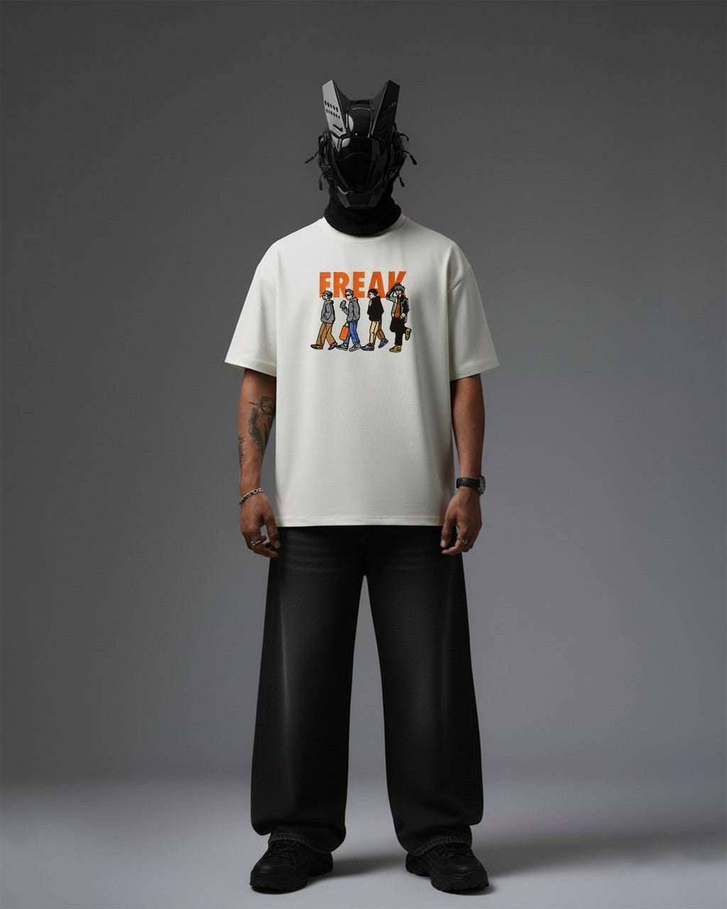 FREAK FRIENDS EMBROIDERY OVER-SIZED T SHIRT