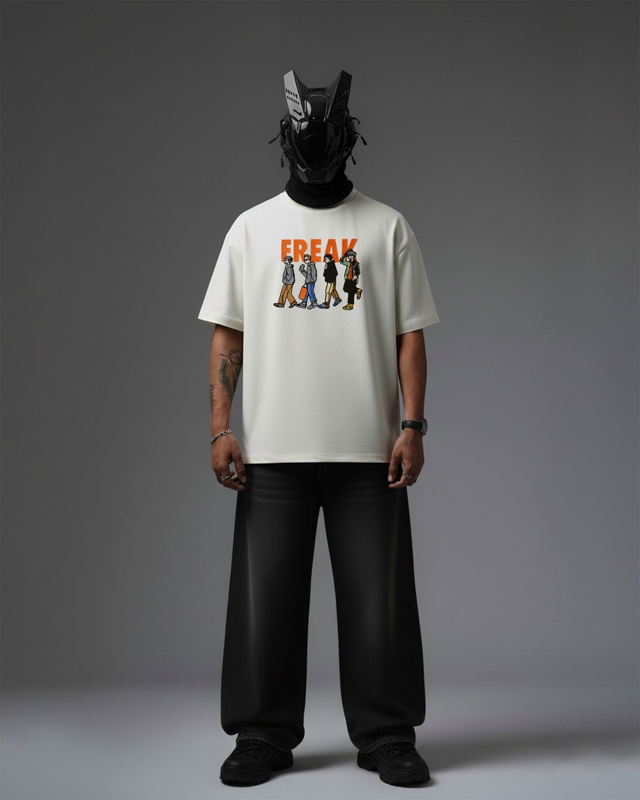 FREAK FRIENDS EMBROIDERY OVER-SIZED T SHIRT