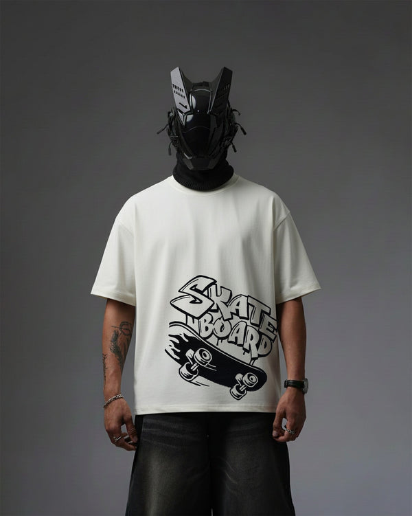 Skate Board Embroidery Over-Sized T Shirt