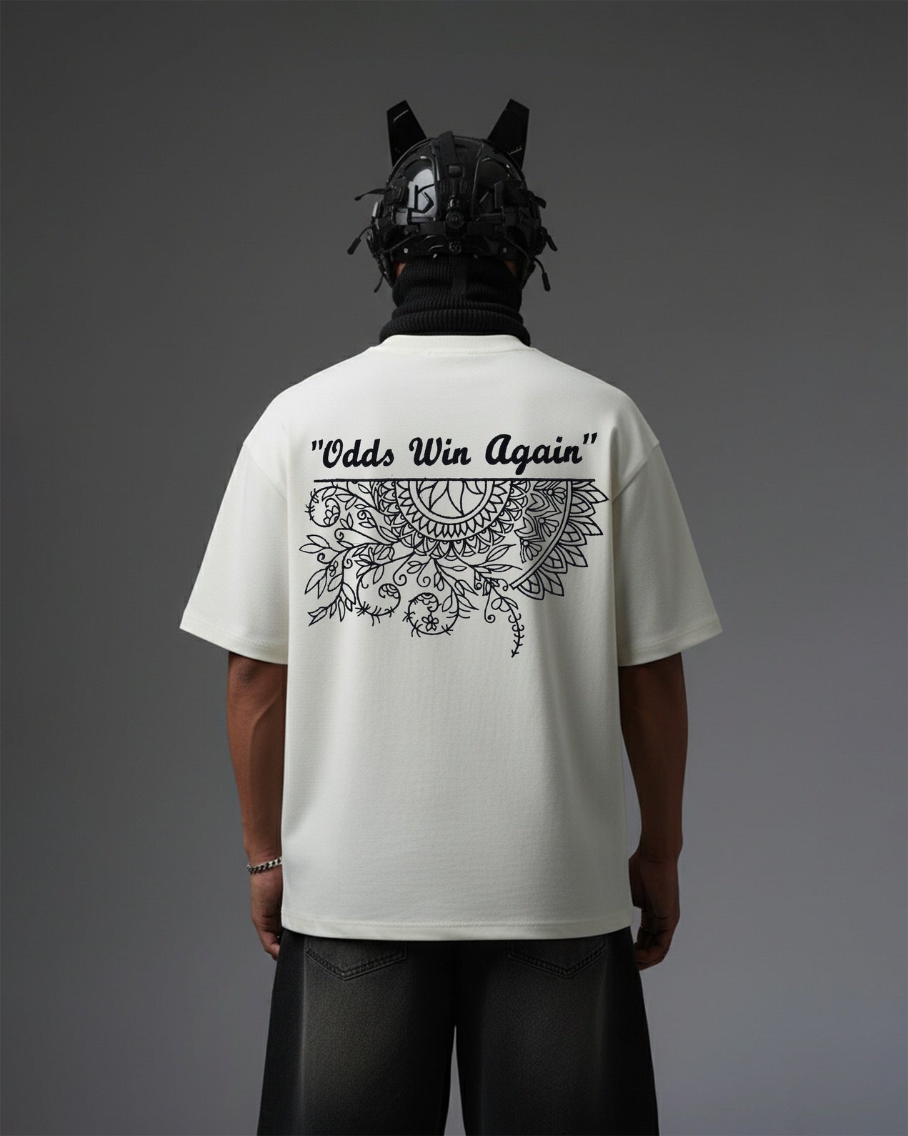 ODDS WIN AGAIN EMBROIDERY OVER-SIZED T SHIRT