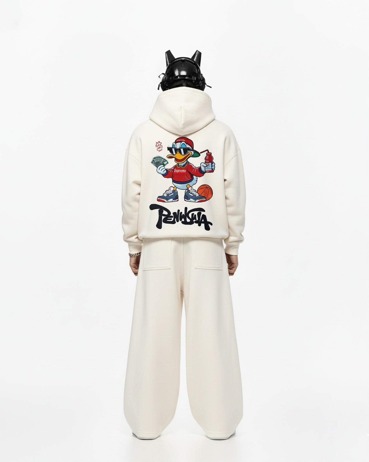 PENINSULA DUCK EMBROIDERED OVER-SIZED HOODIE