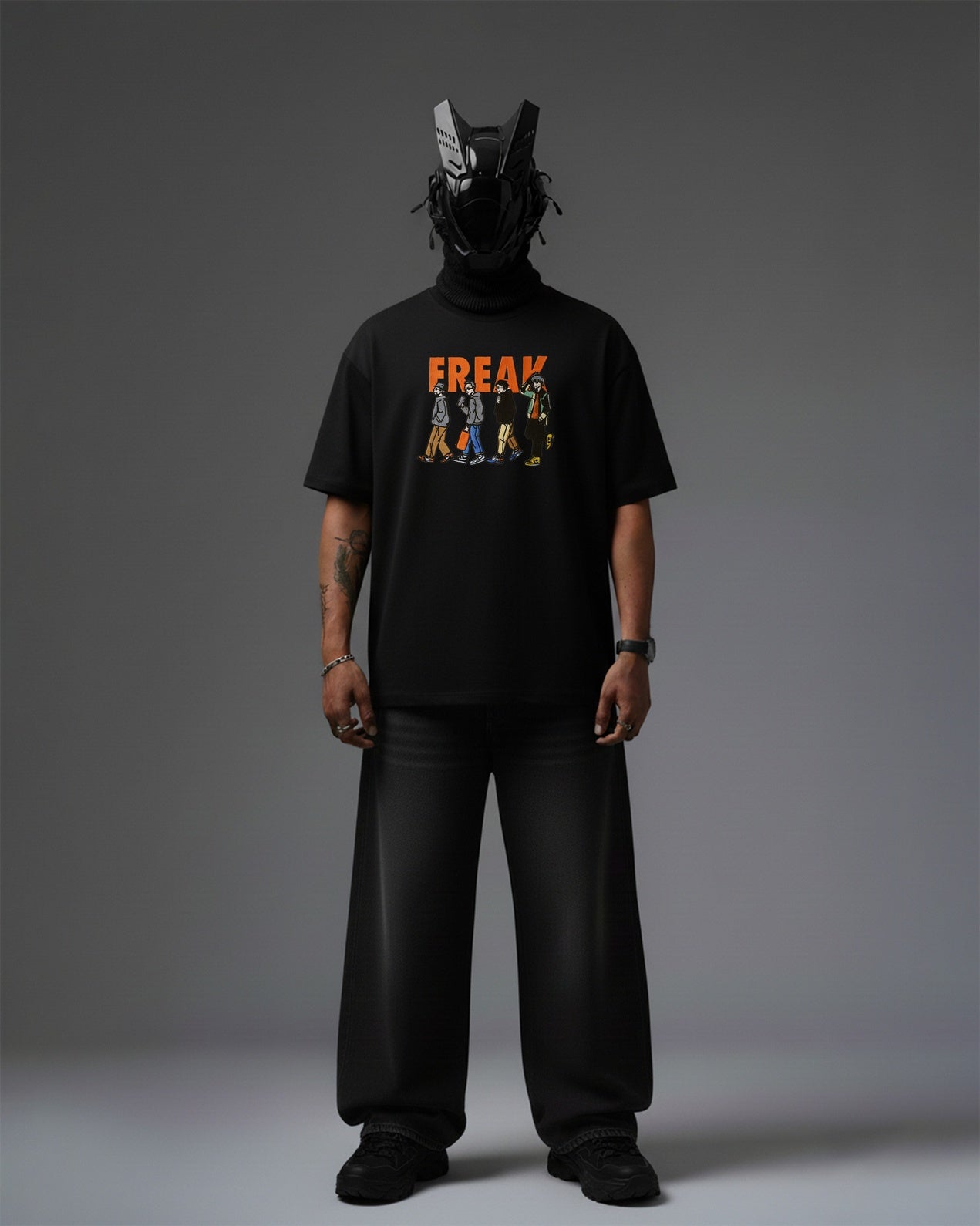 FREAK FRIENDS EMBROIDERY OVER-SIZED T SHIRT