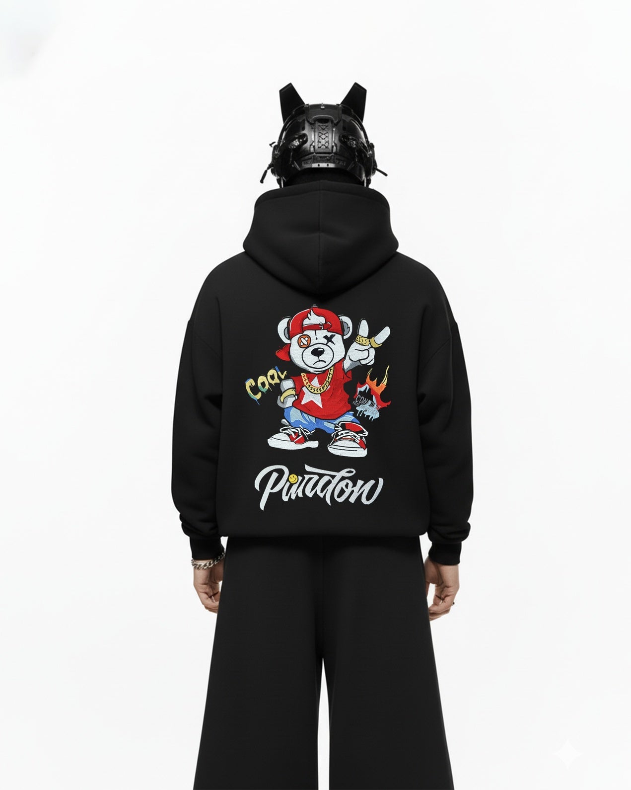 COOL BEAR EMBROIDERED OVERSIZED HOODIE