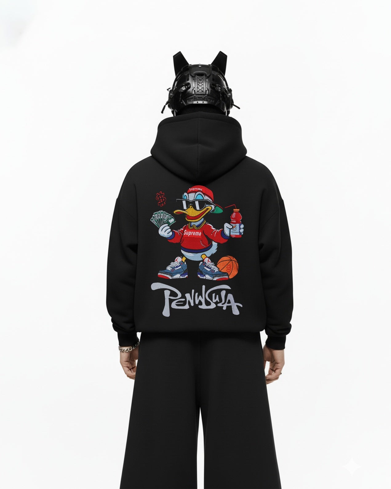 PENINSULA DUCK EMBROIDERED OVER-SIZED HOODIE