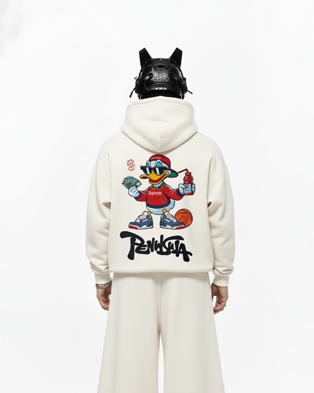 PENINSULA DUCK EMBROIDERED OVER-SIZED HOODIE