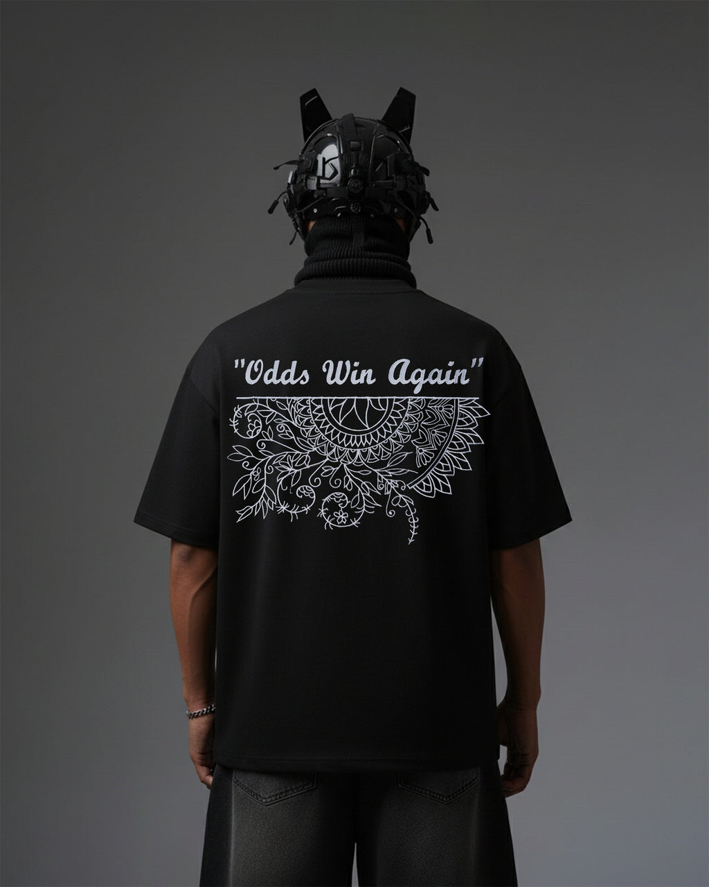 ODDS WIN AGAIN EMBROIDERY OVER-SIZED T SHIRT