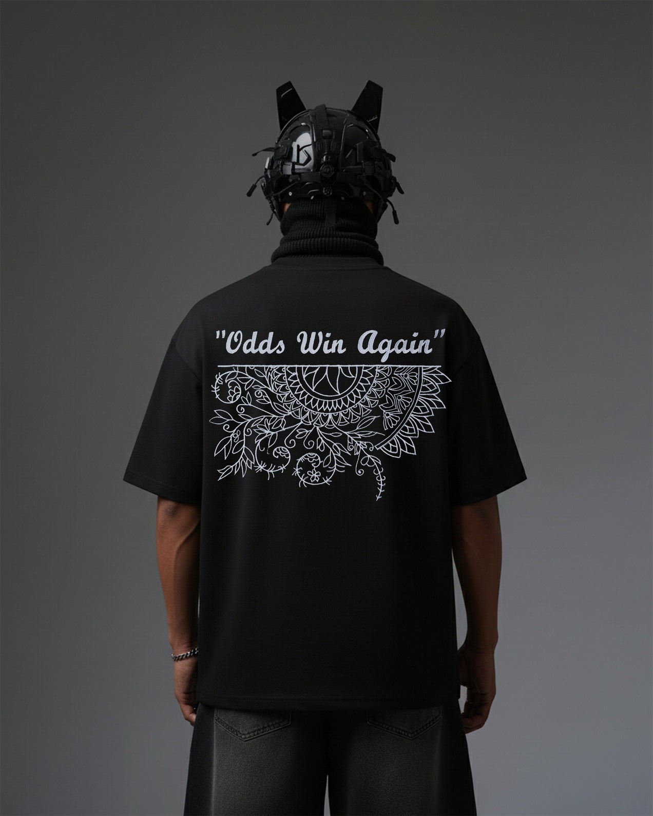 ODDS WIN AGAIN EMBROIDERY OVER-SIZED T SHIRT