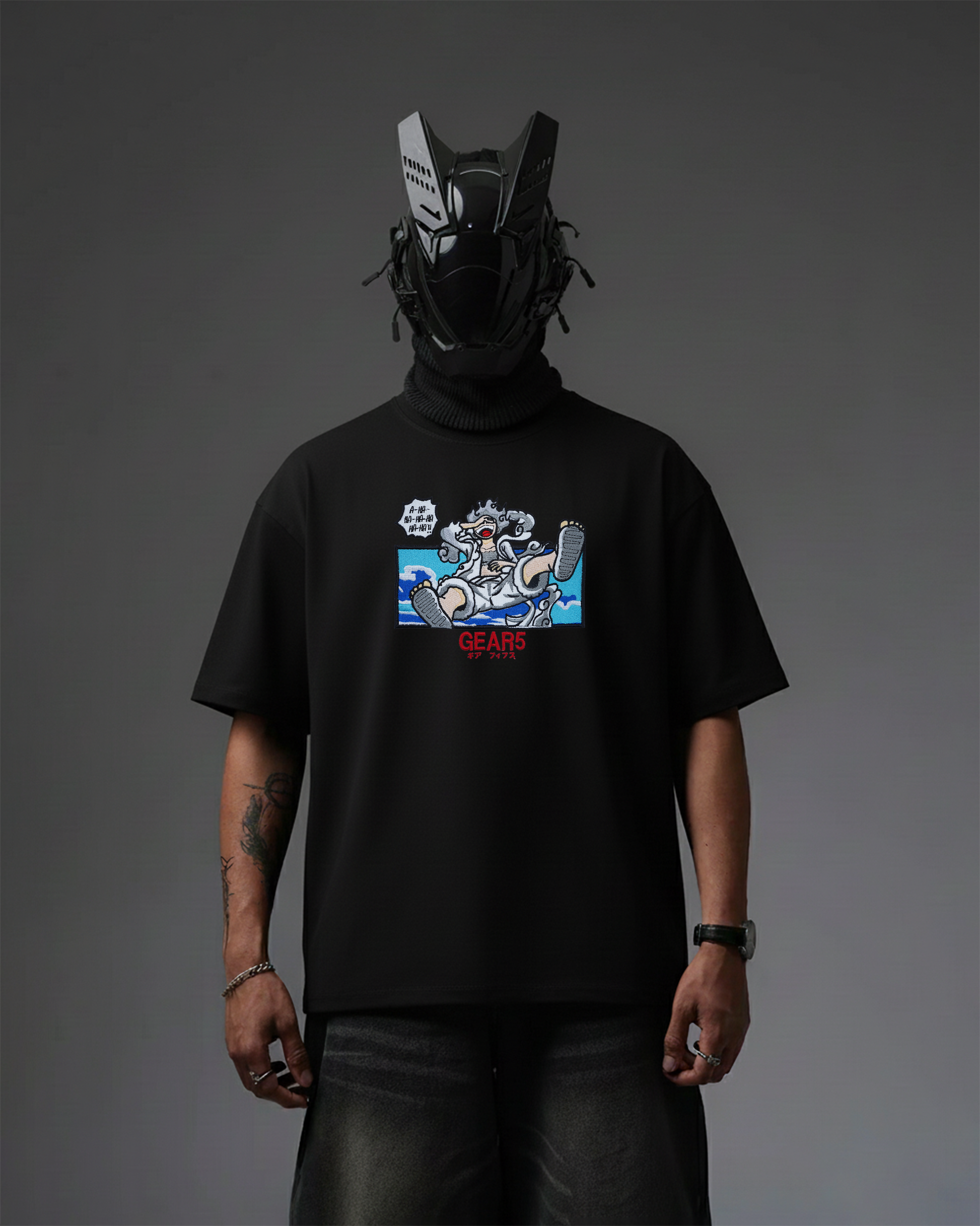 LUFFY GEAR-5 EMBROIDERY OVER-SIZED T SHIRT