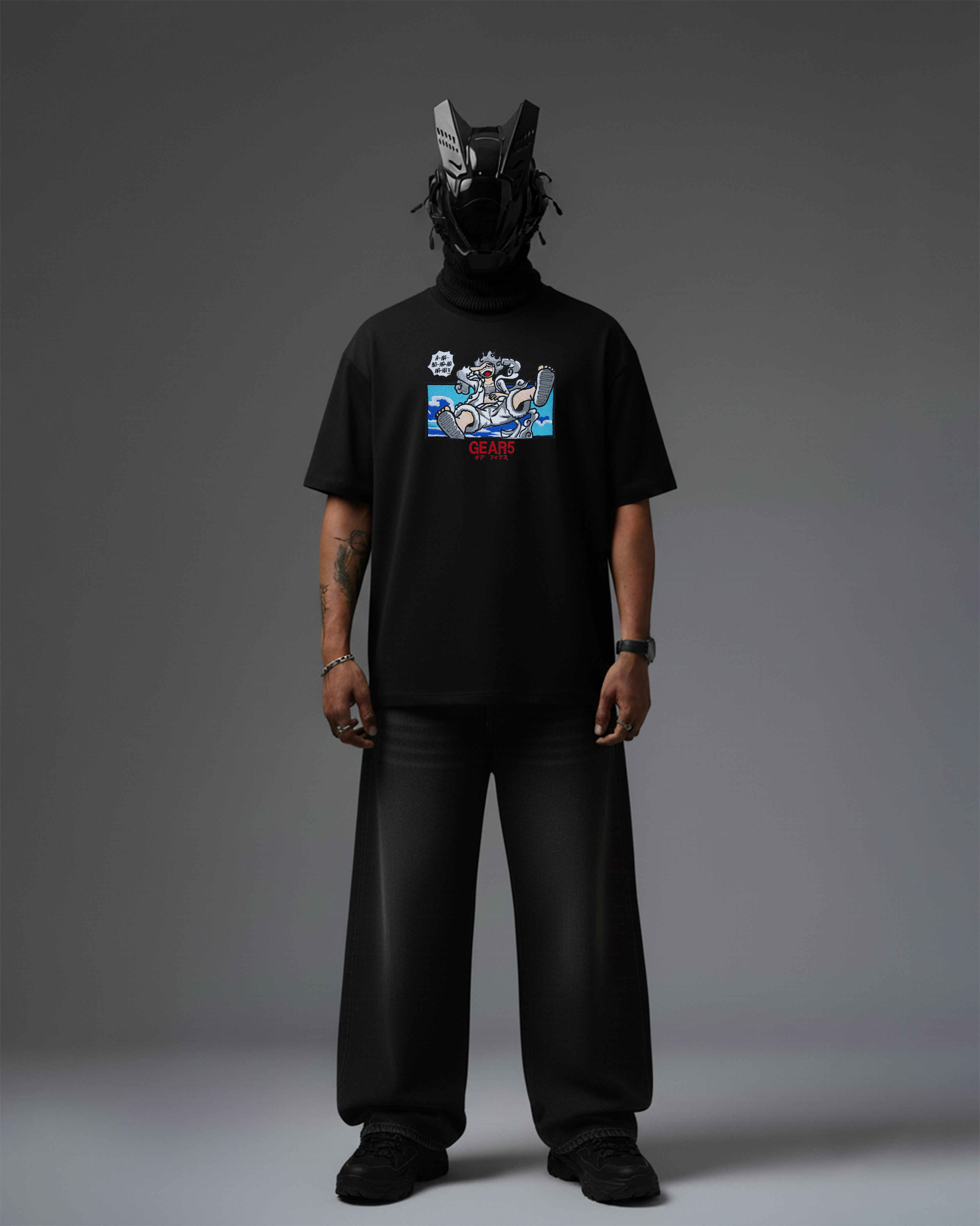 LUFFY GEAR-5 EMBROIDERY OVER-SIZED T SHIRT