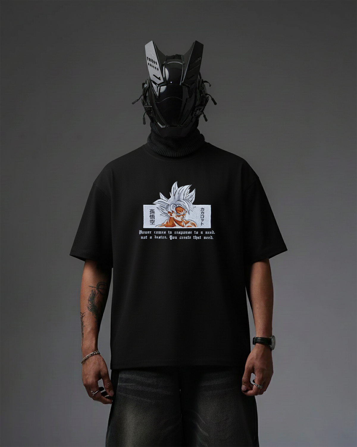 Goku Power Embroidery Over-Sized T Shirt