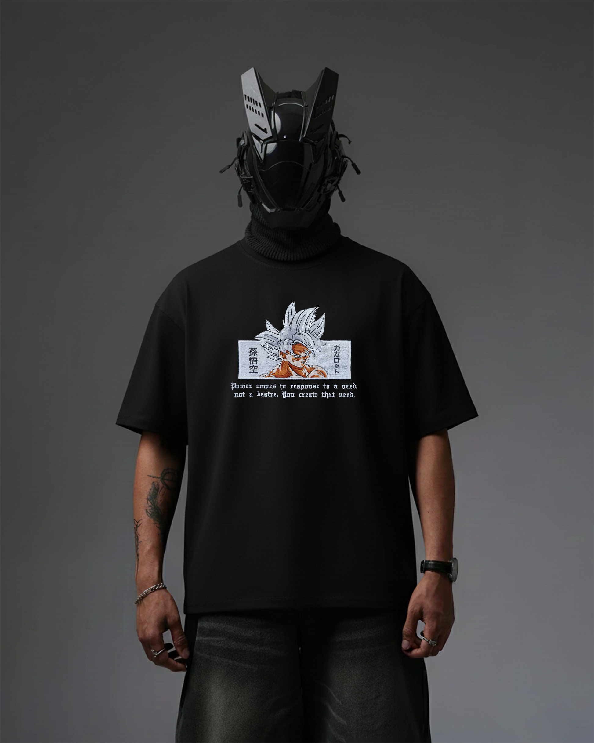 GOKU POWER EMBROIDERY OVER-SIZED T SHIRT
