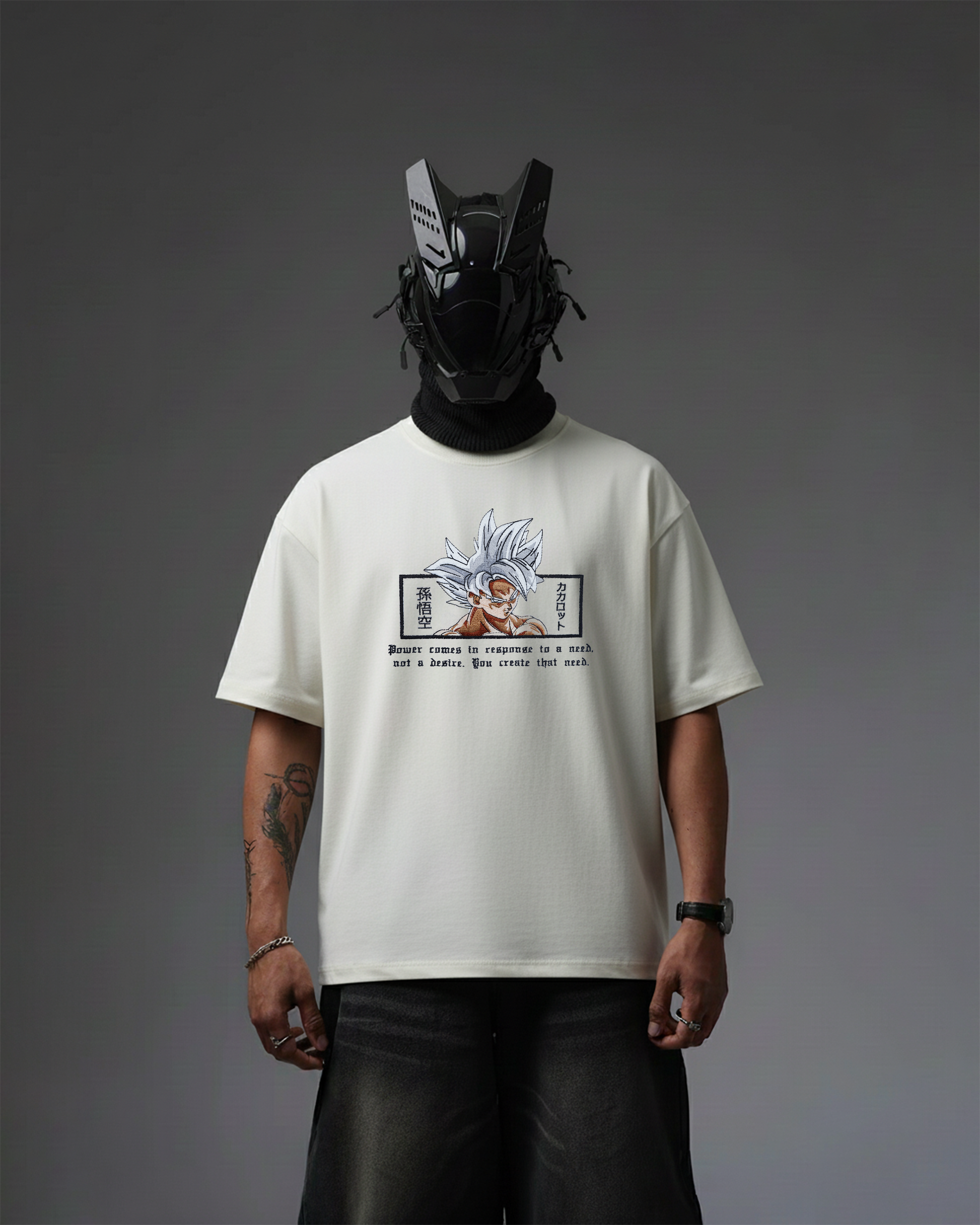 GOKU POWER EMBROIDERY OVER-SIZED T SHIRT