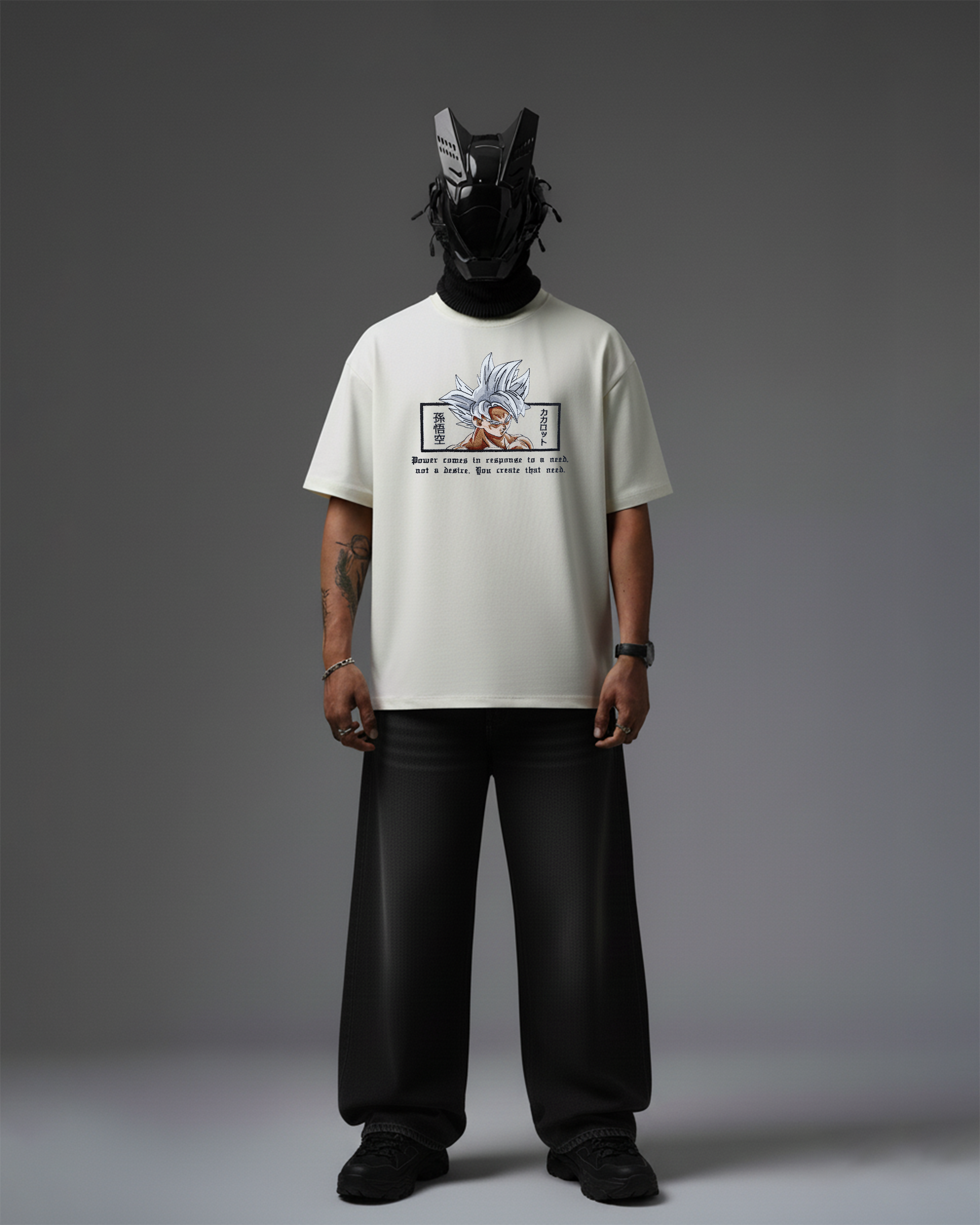 GOKU POWER EMBROIDERY OVER-SIZED T SHIRT