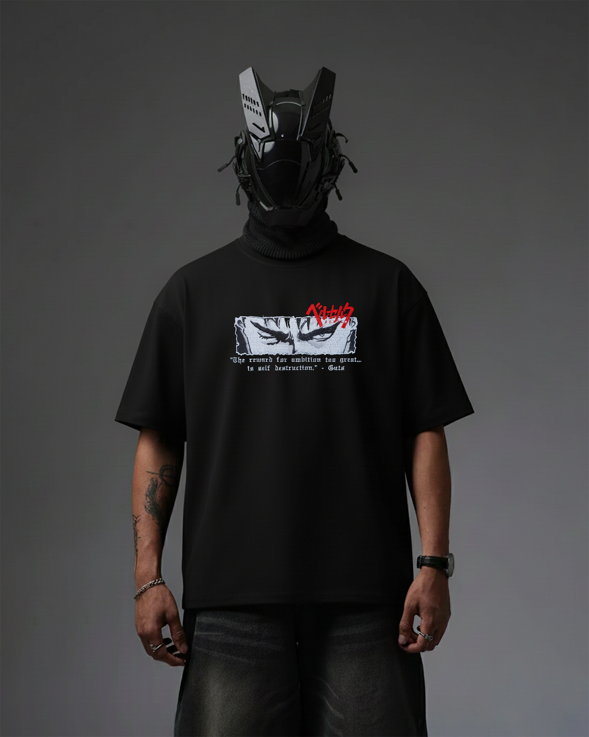 Berserk Embroidery Over-Sized T Shirt