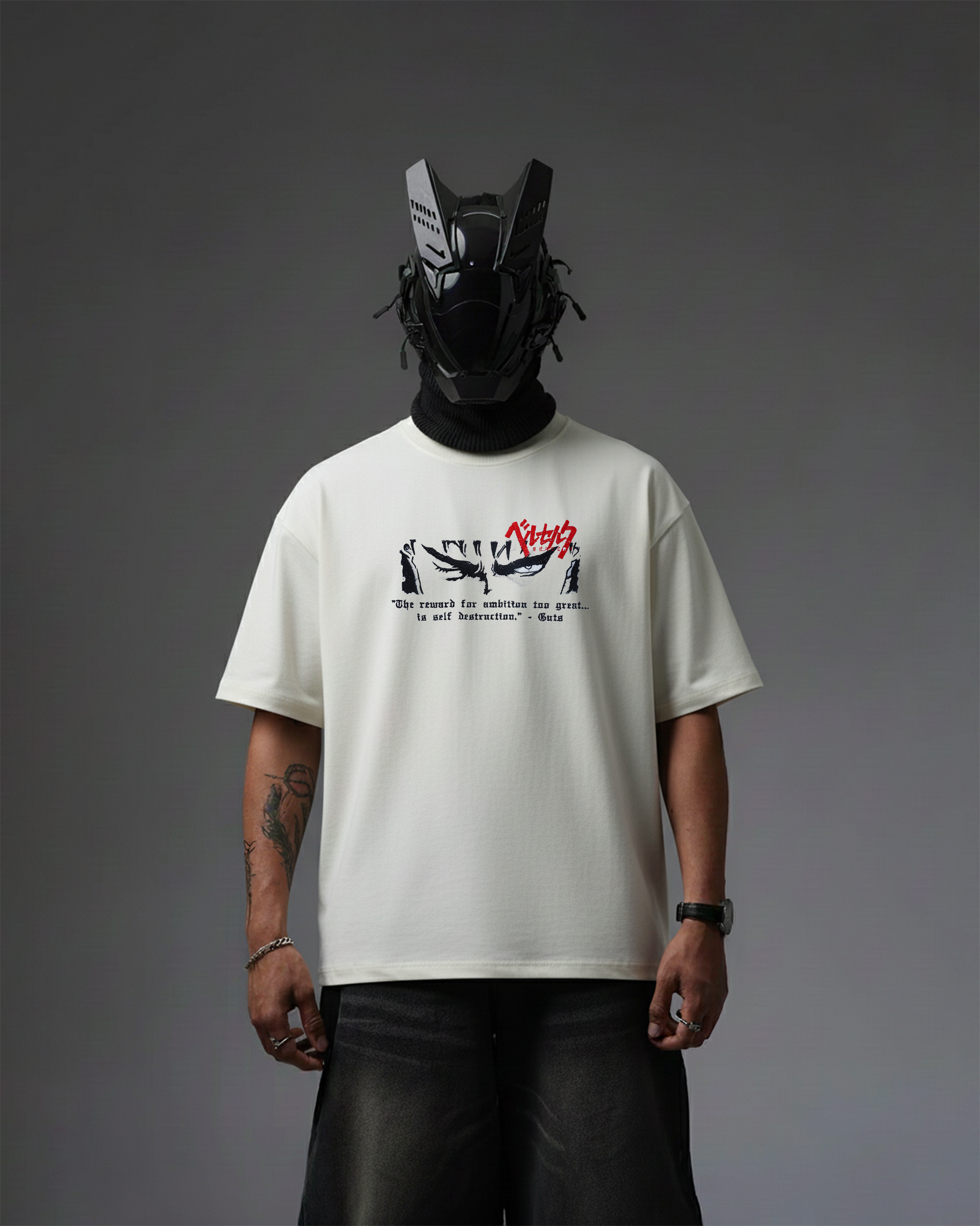 BERSERK EMBROIDERY OVER-SIZED T SHIRT