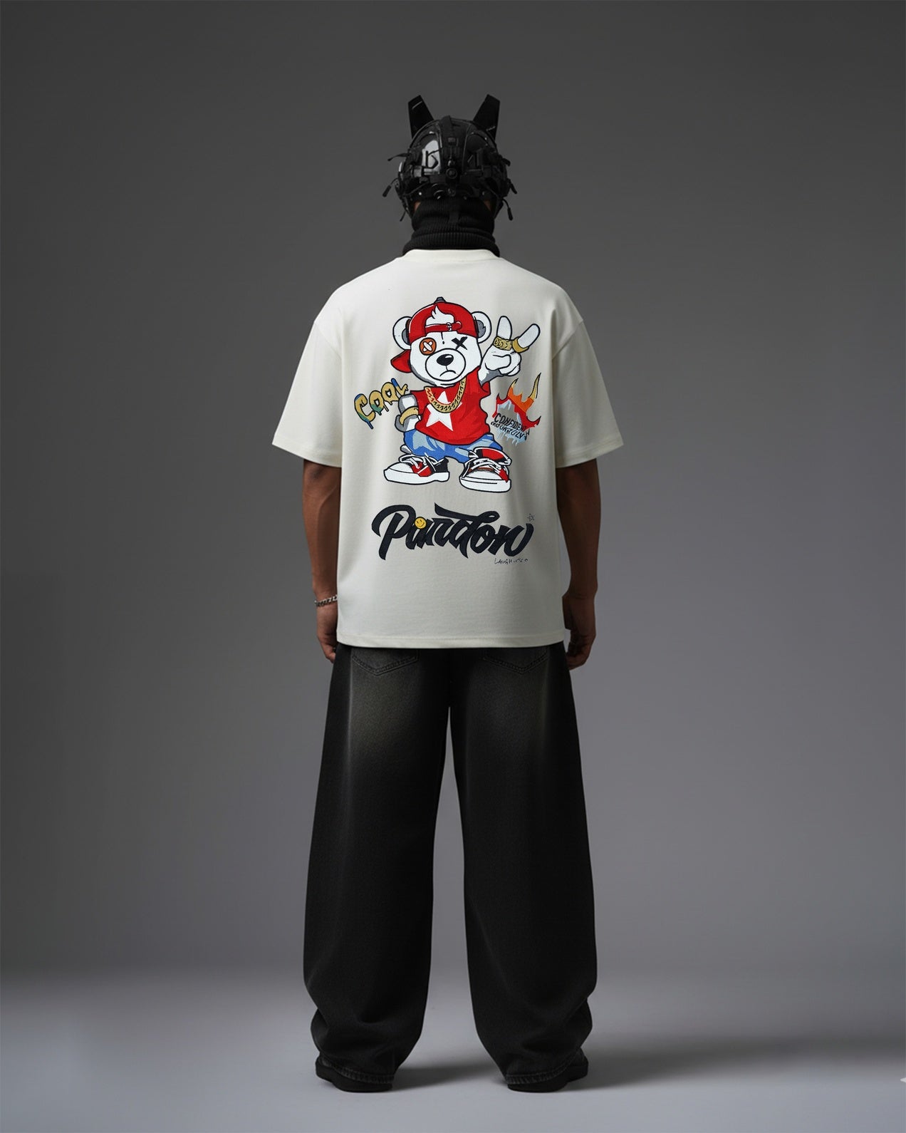 COOL BEAR EMBROIDERY OVER-SIZED T SHIRT