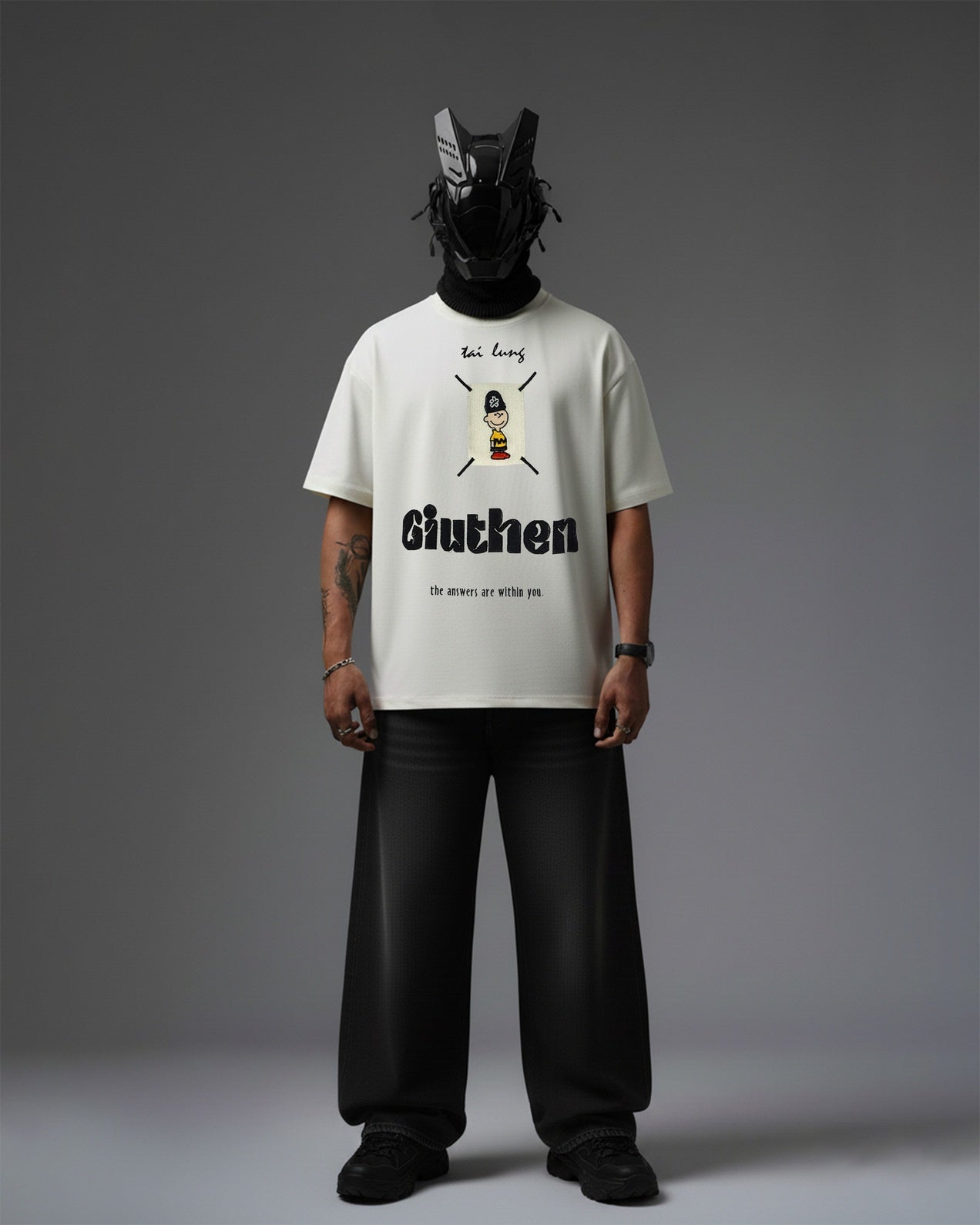 GIUTHEN EMBROIDERY OVER-SIZED T SHIRT