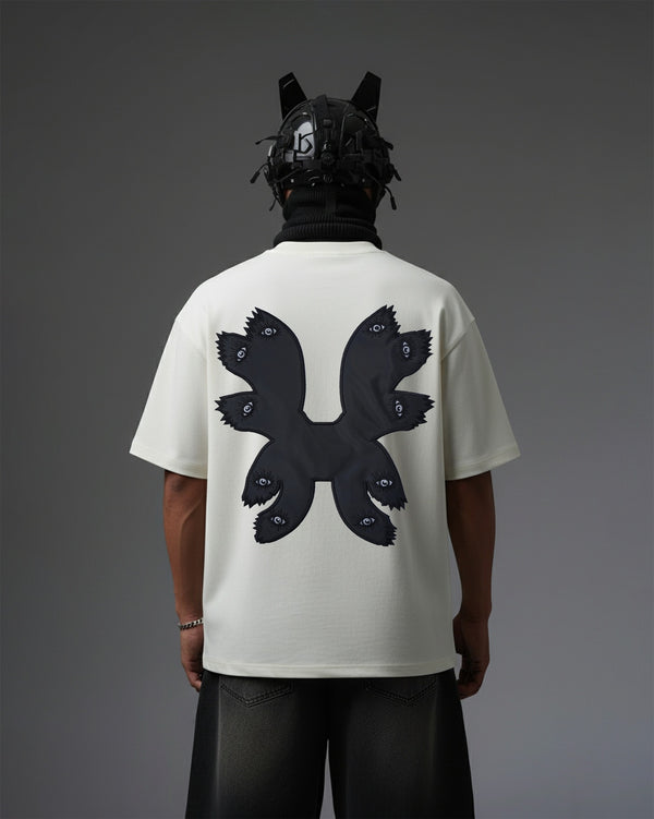 Devil Eye Appliqué with Embroidery Oversized T-Shirt