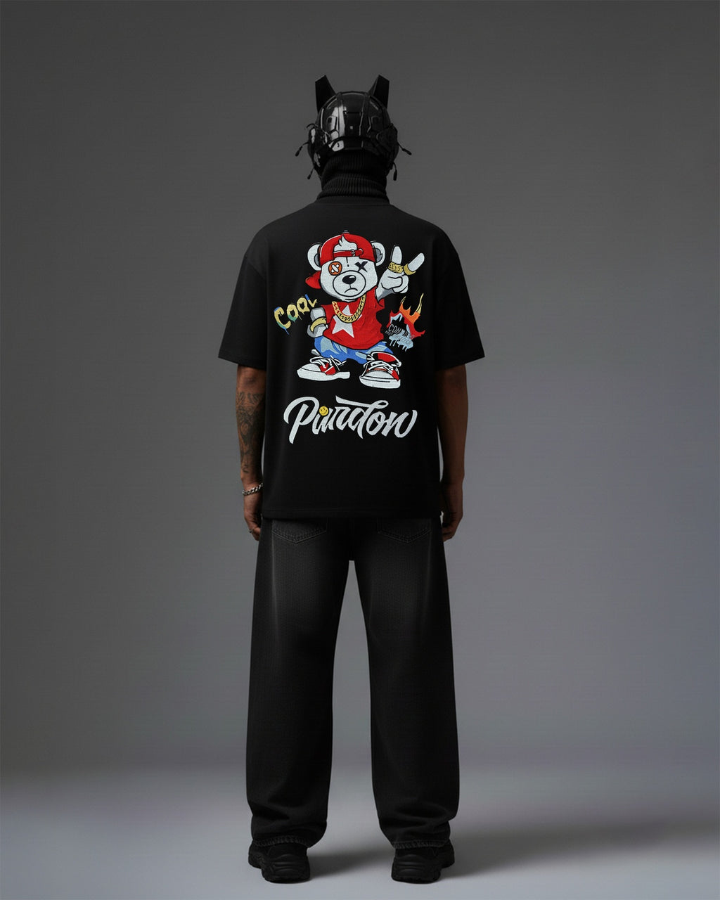 COOL BEAR EMBROIDERY OVER-SIZED T SHIRT