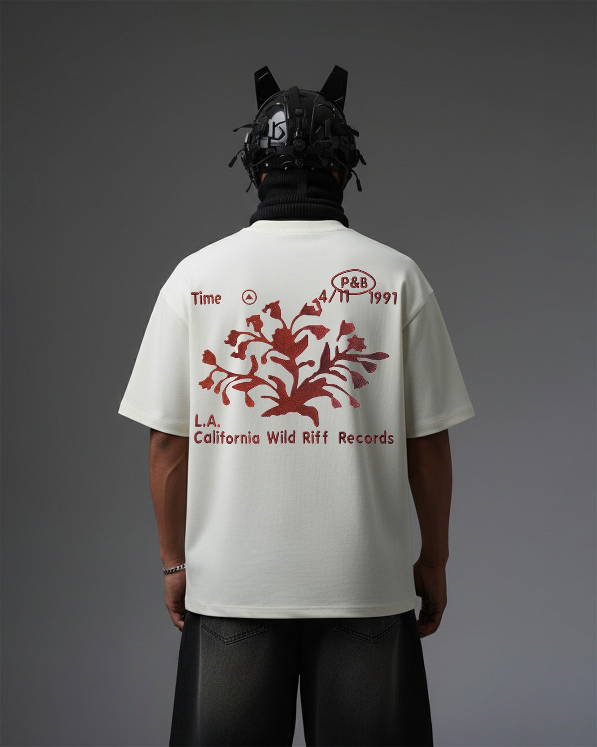 Bonsai Tree Embroidery Over-Sized T Shirt