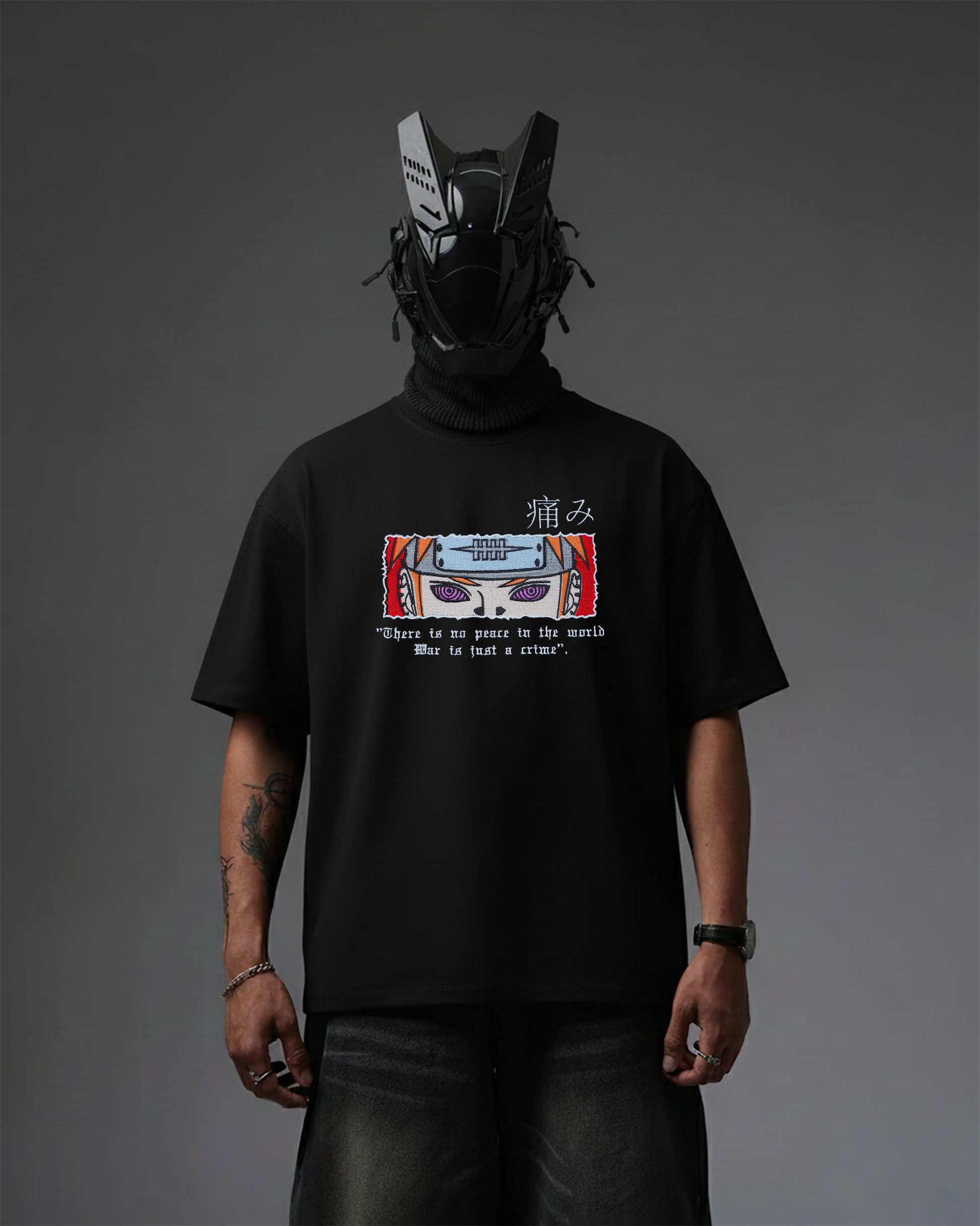 PAIN EMBROIDERY OVER-SIZED T SHIRT