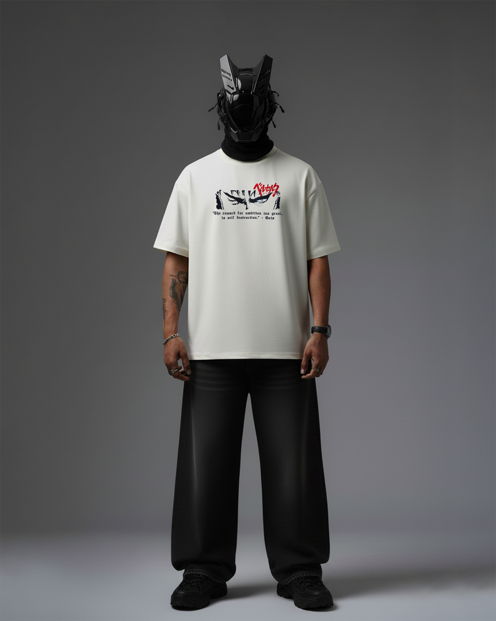 BERSERK EMBROIDERY OVER-SIZED T SHIRT