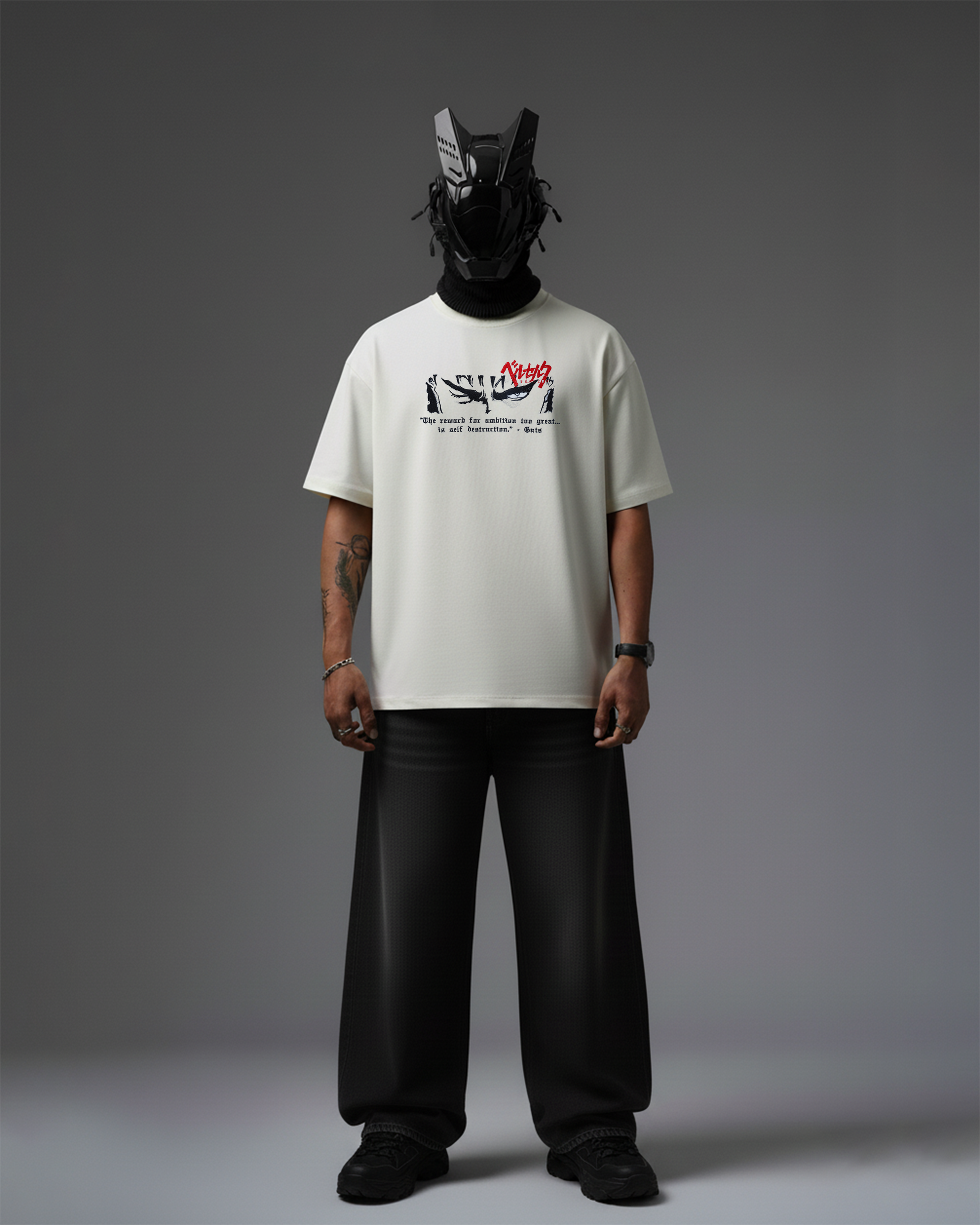 BERSERK EMBROIDERY OVER-SIZED T SHIRT