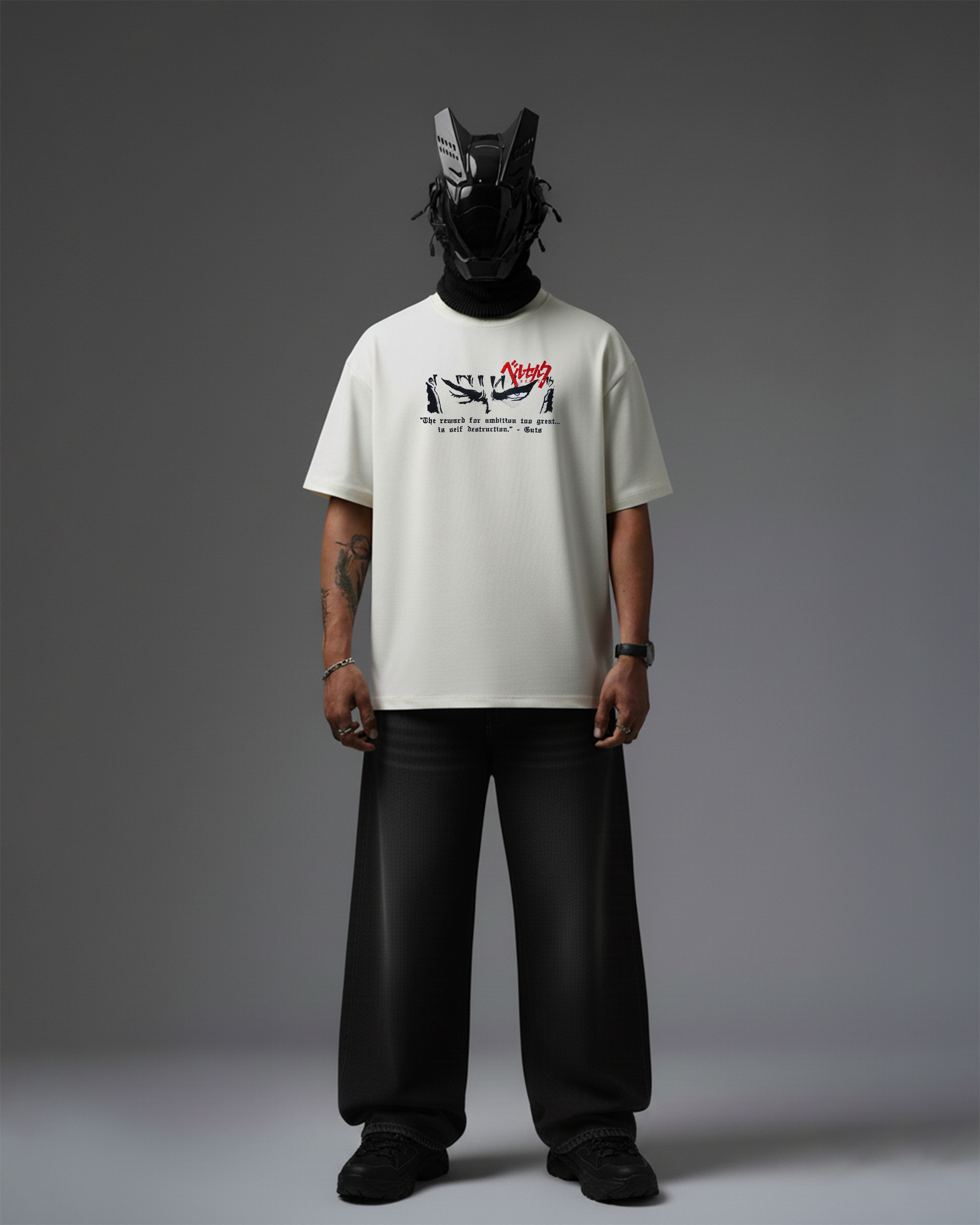 BERSERK EMBROIDERY OVER-SIZED T SHIRT
