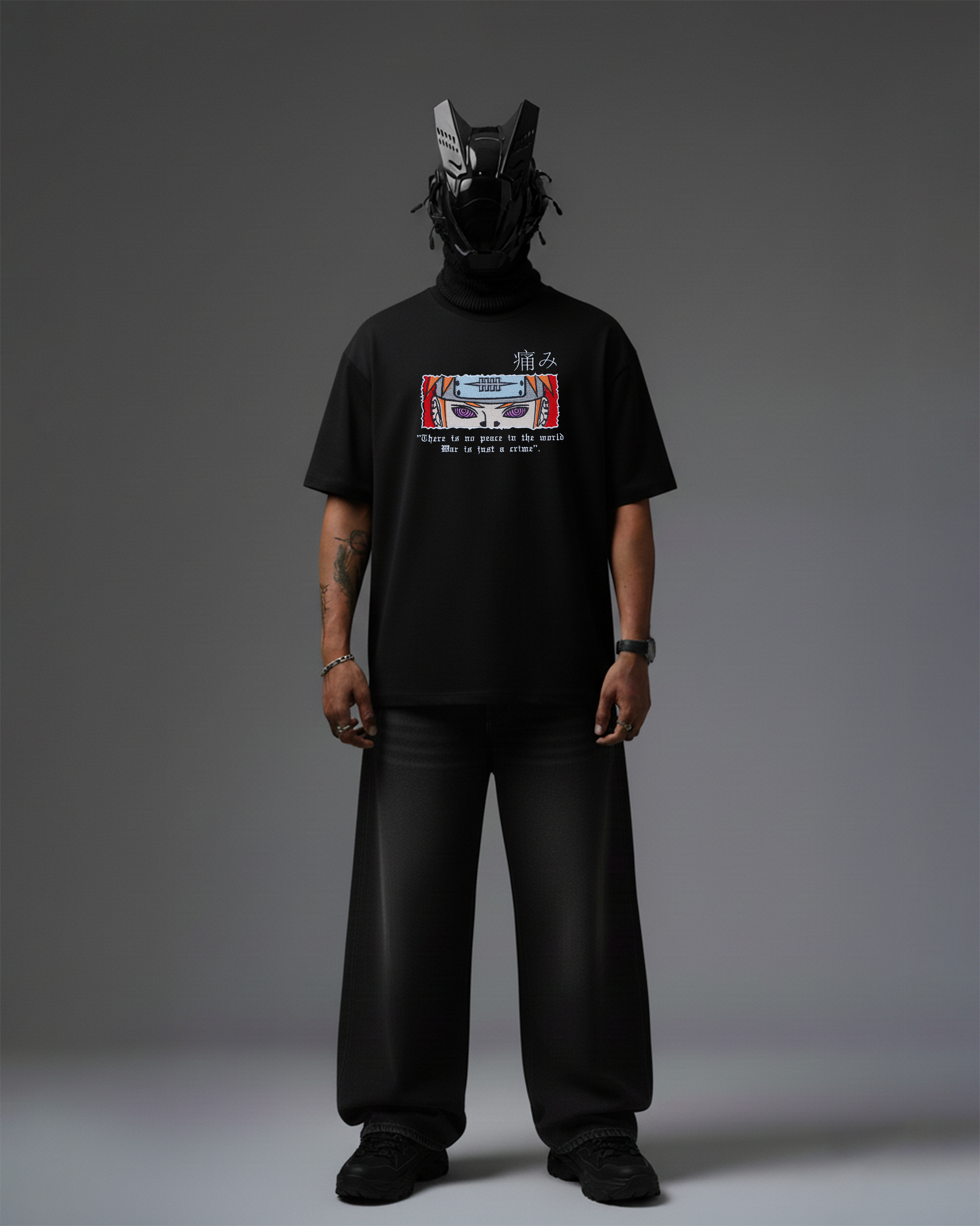PAIN EMBROIDERY OVER-SIZED T SHIRT