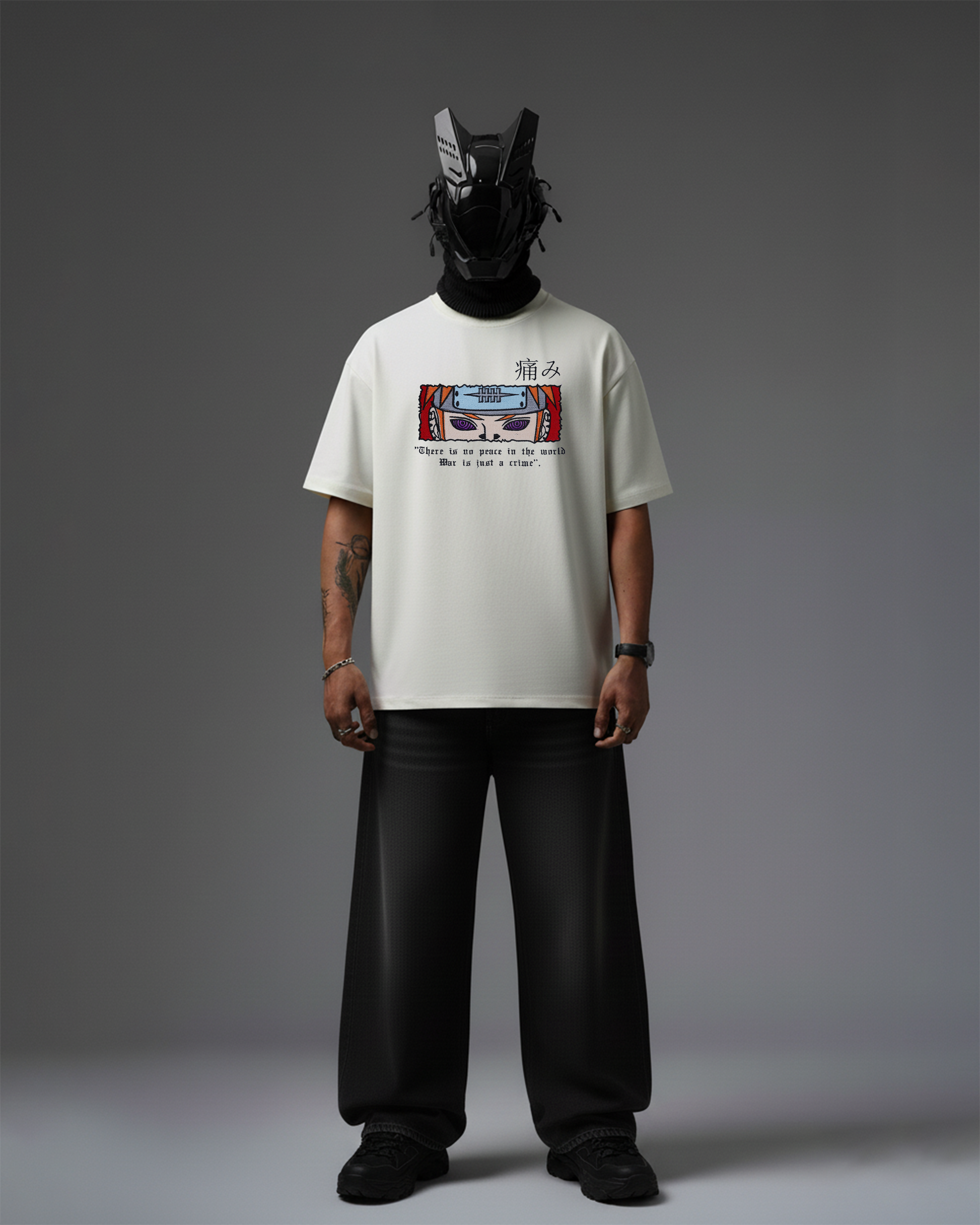 PAIN EMBROIDERY OVER-SIZED T SHIRT