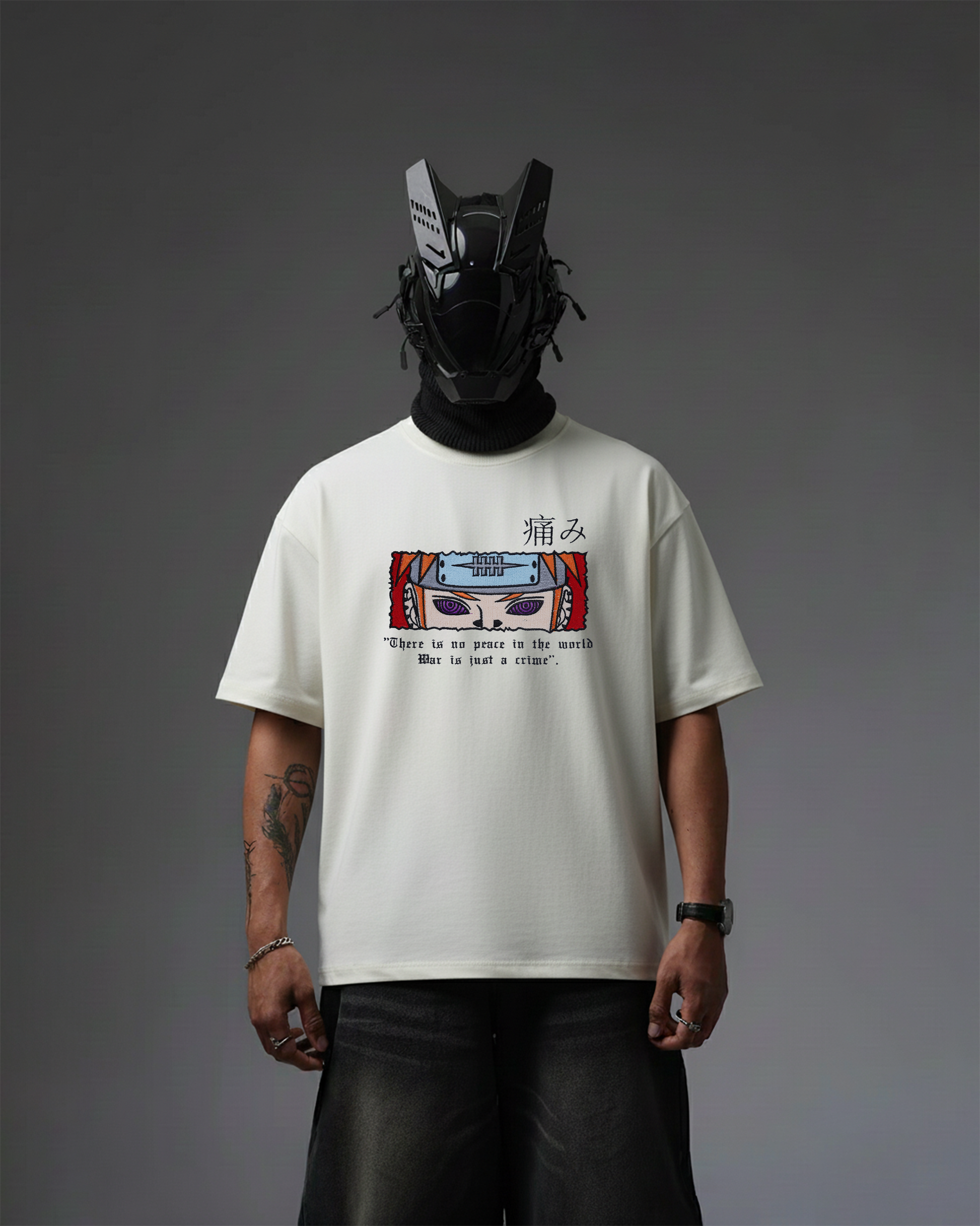PAIN EMBROIDERY OVER-SIZED T SHIRT