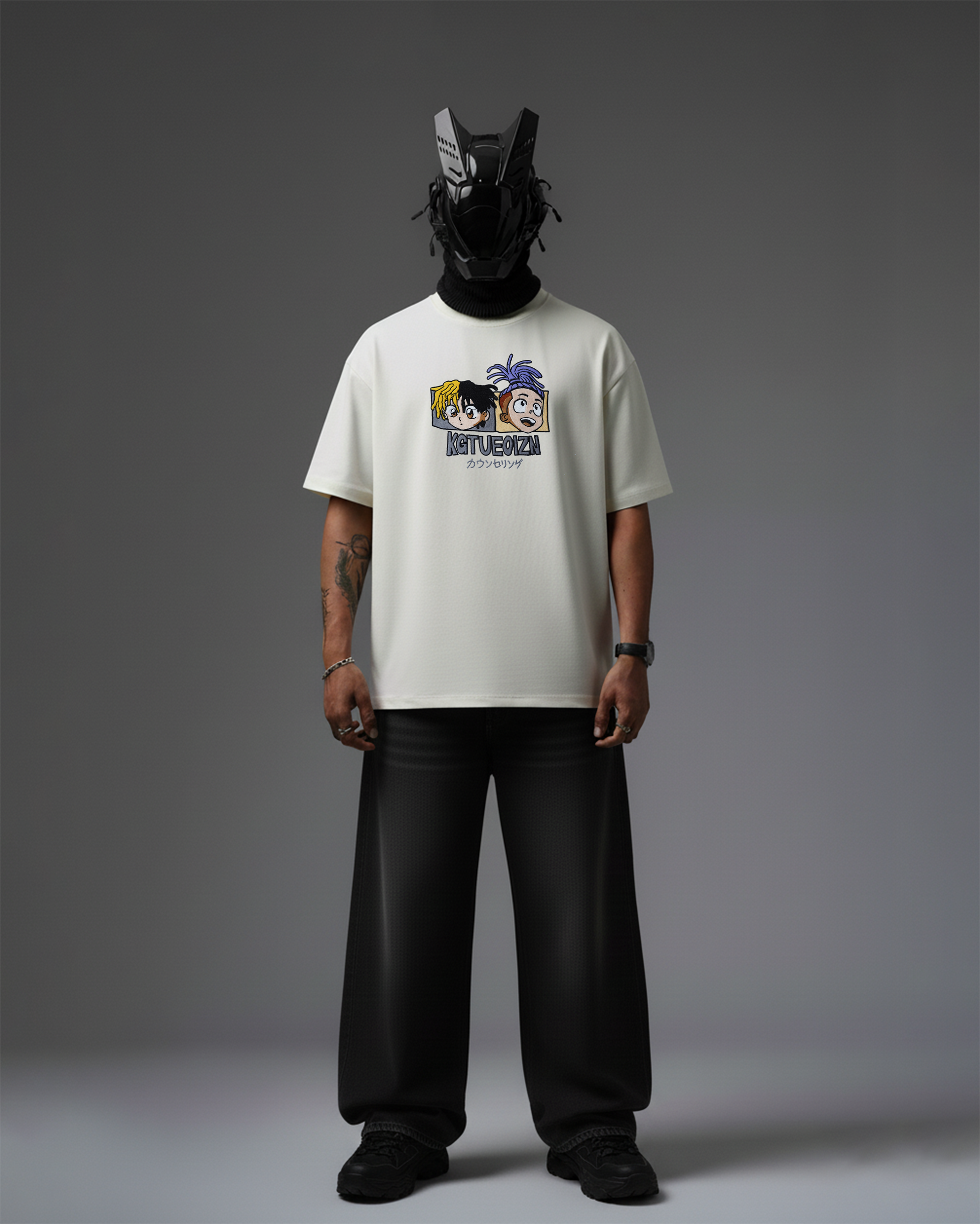 TWIN VIBES EMBROIDERY OVER-SIZED T SHIRT