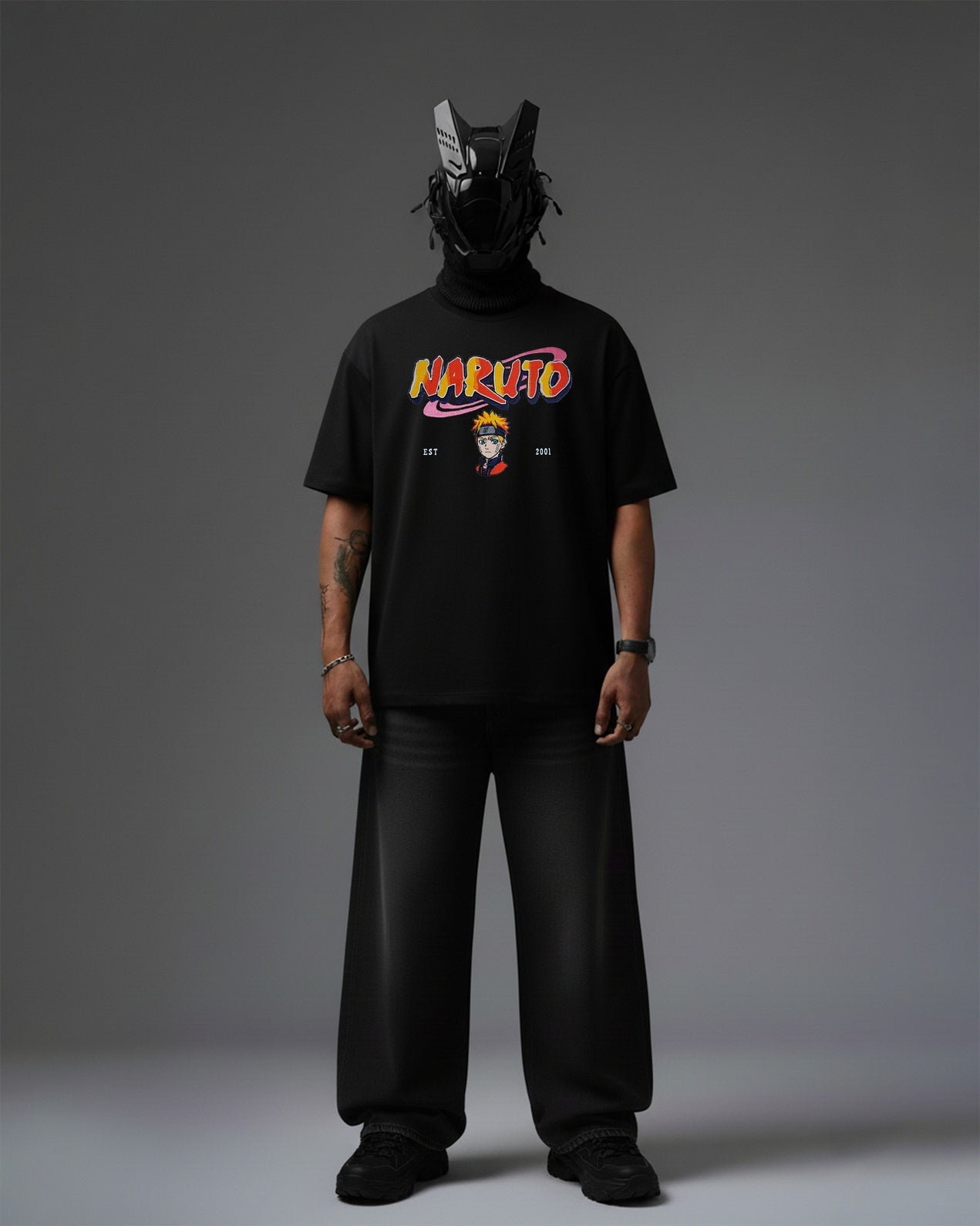 NARUTO EMBROIDERY OVER-SIZED T SHIRT