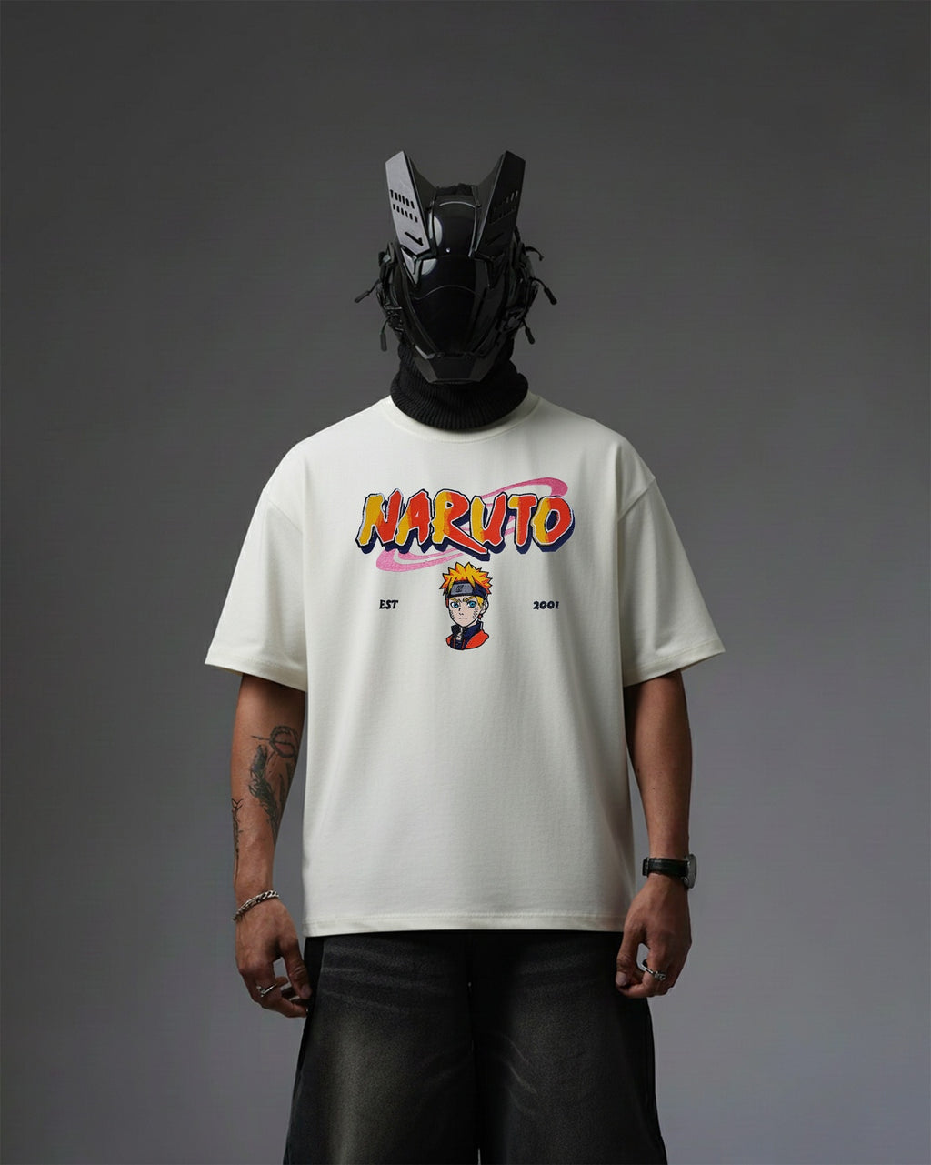NARUTO EMBROIDERY OVER-SIZED T SHIRT
