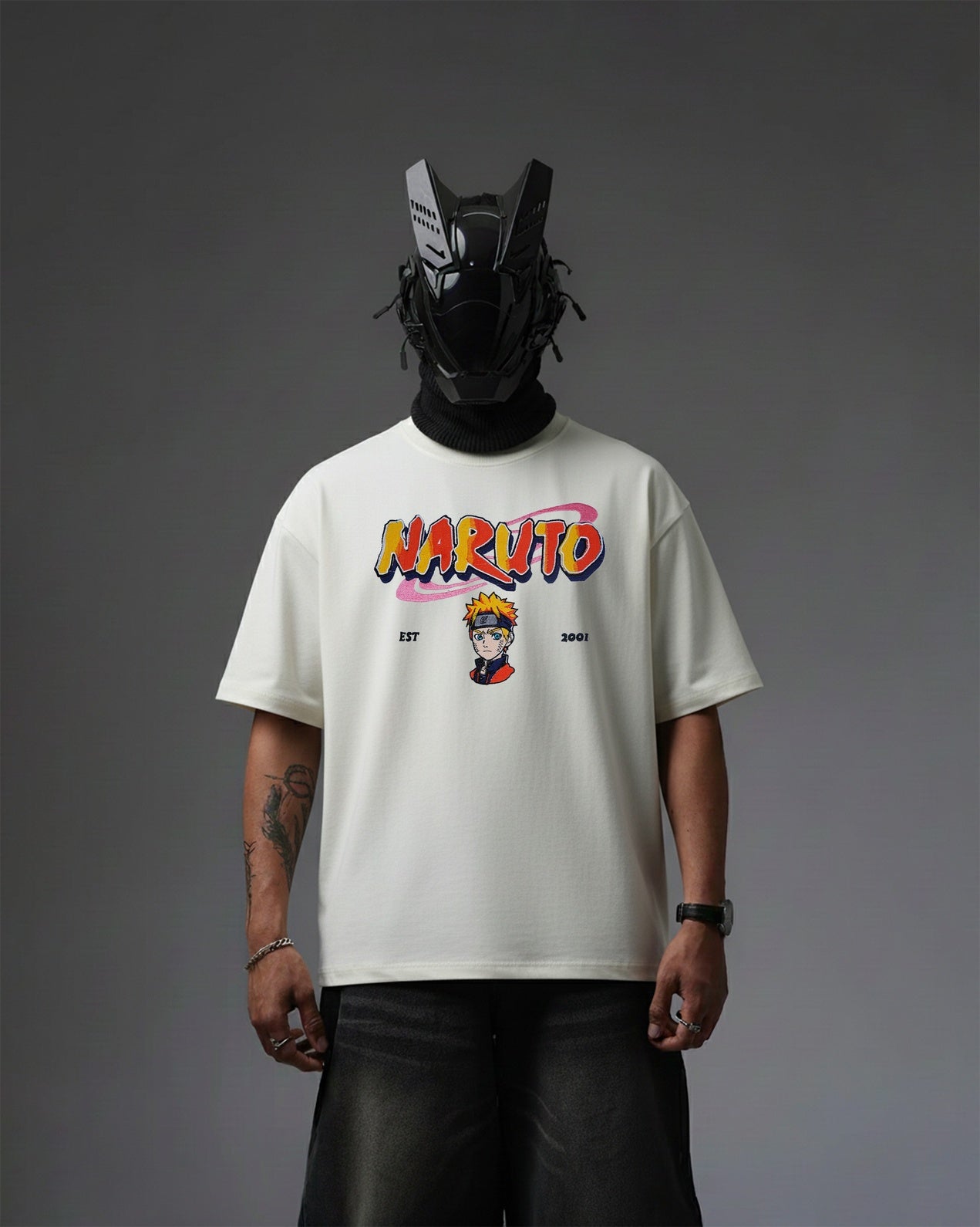 NARUTO EMBROIDERY OVER-SIZED T SHIRT