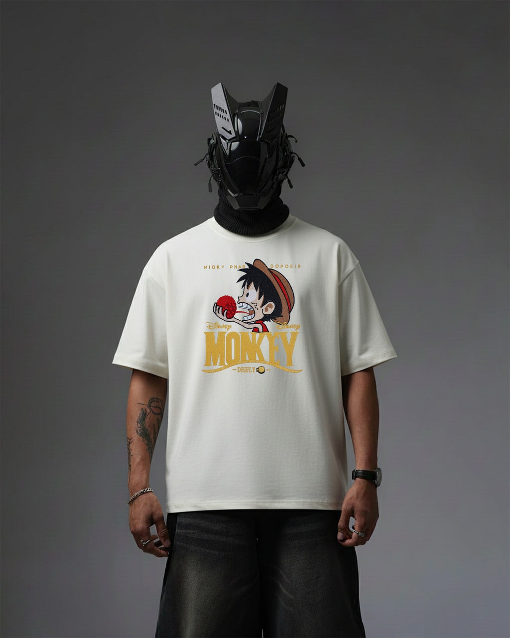 DISNEY LUFFY EMBROIDERY OVER-SIZED T SHIRT