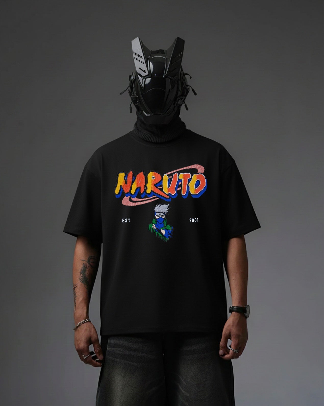 KAKASHI EMBROIDERY OVER-SIZED T SHIRT