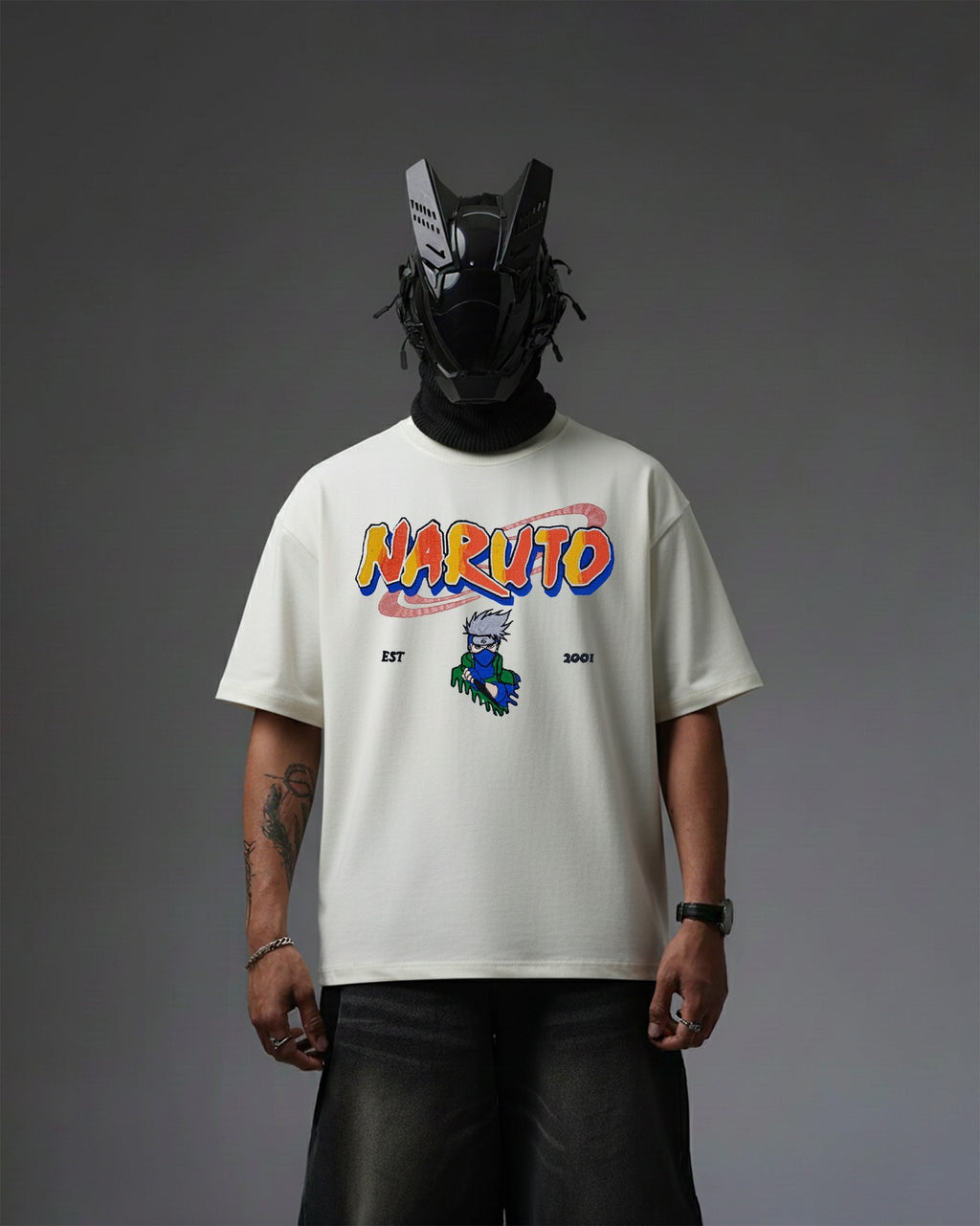 KAKASHI EMBROIDERY OVER-SIZED T SHIRT