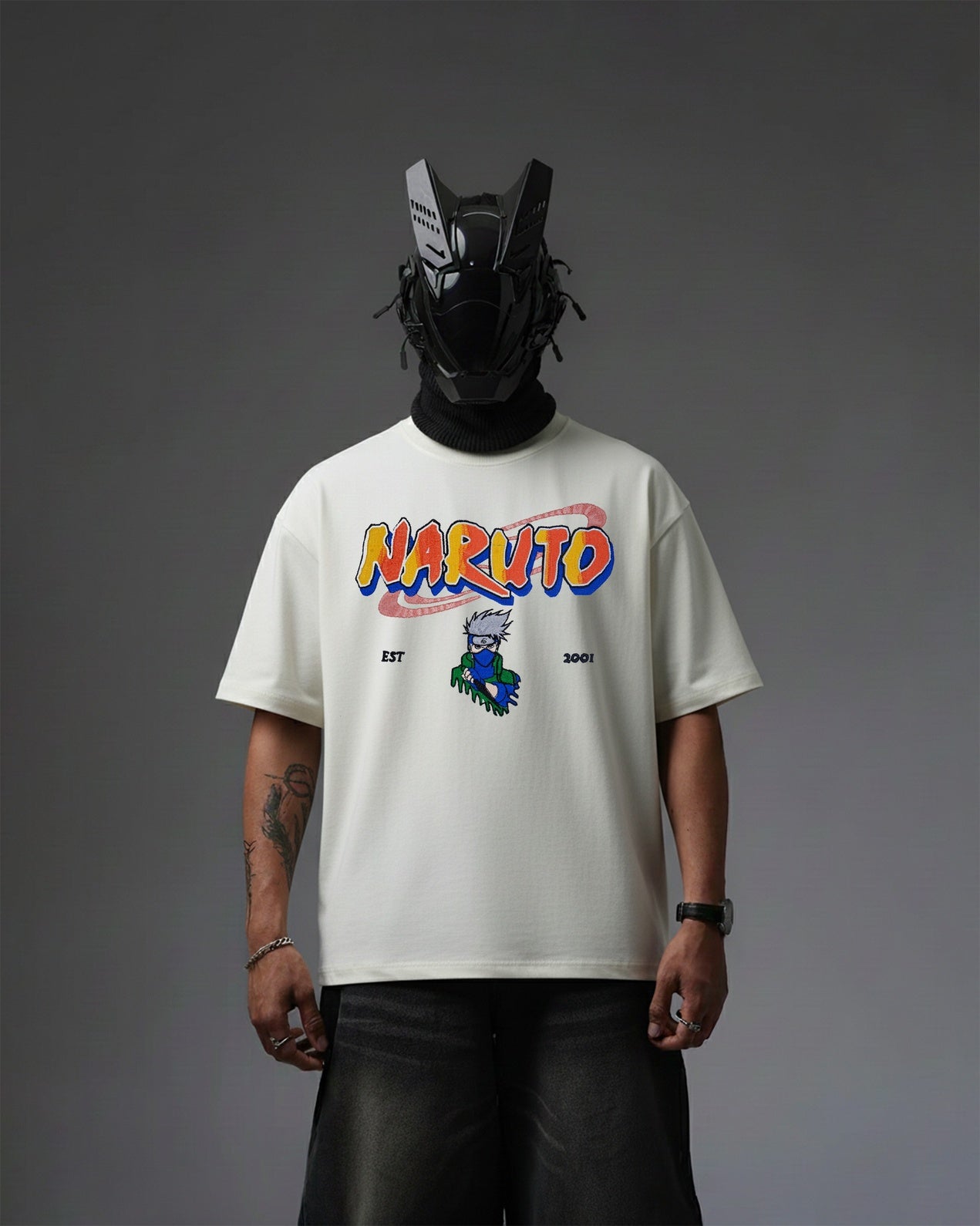 KAKASHI EMBROIDERY OVER-SIZED T SHIRT