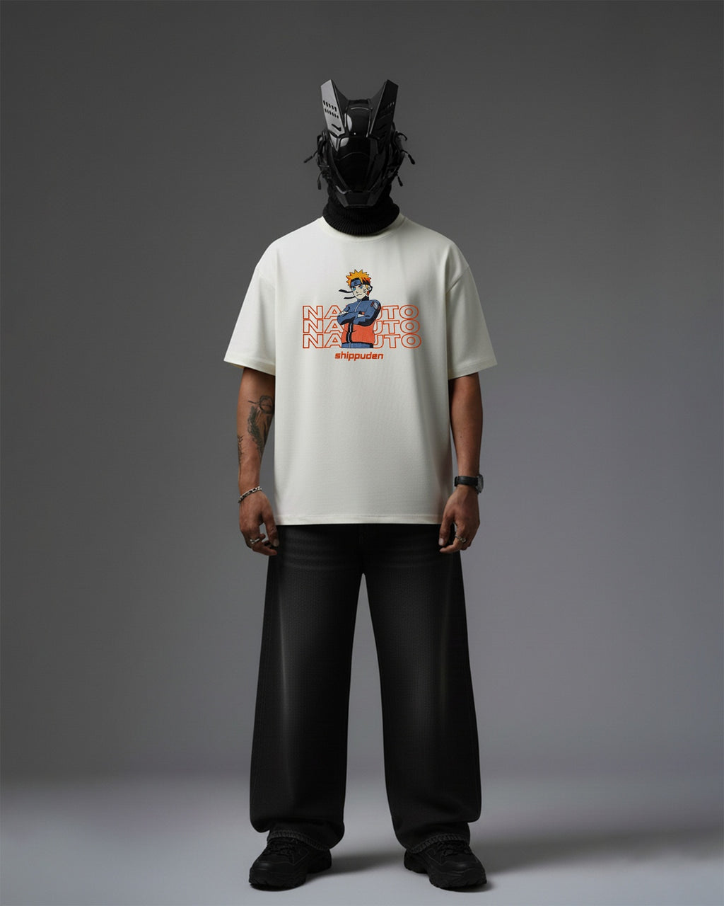 NARUTO EMBROIDERY OVER-SIZED T SHIRT
