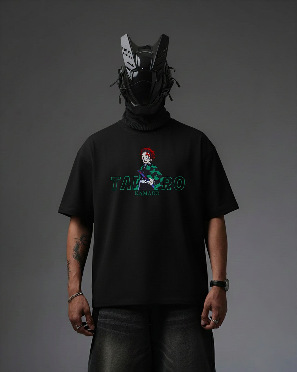 TANJIRO EMBROIDERY OVER-SIZED T SHIRT