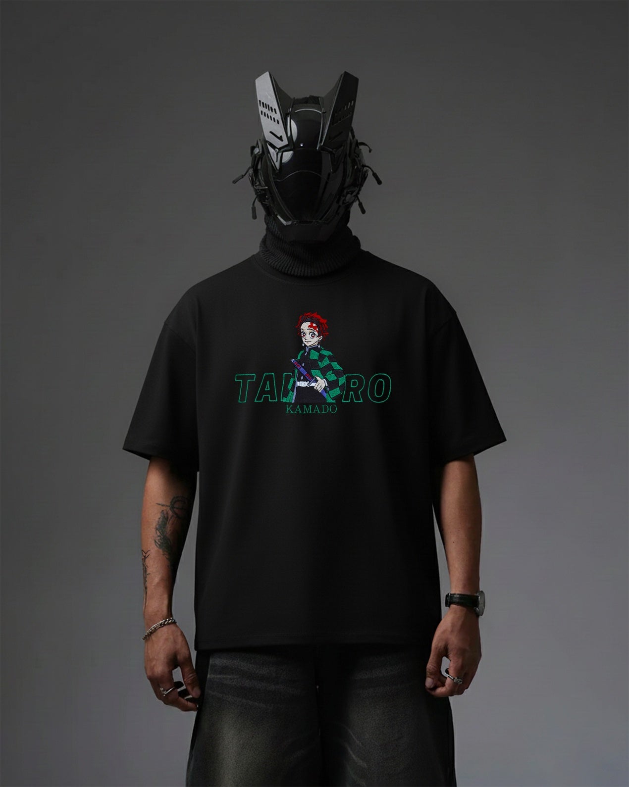 TANJIRO EMBROIDERY OVER-SIZED T SHIRT