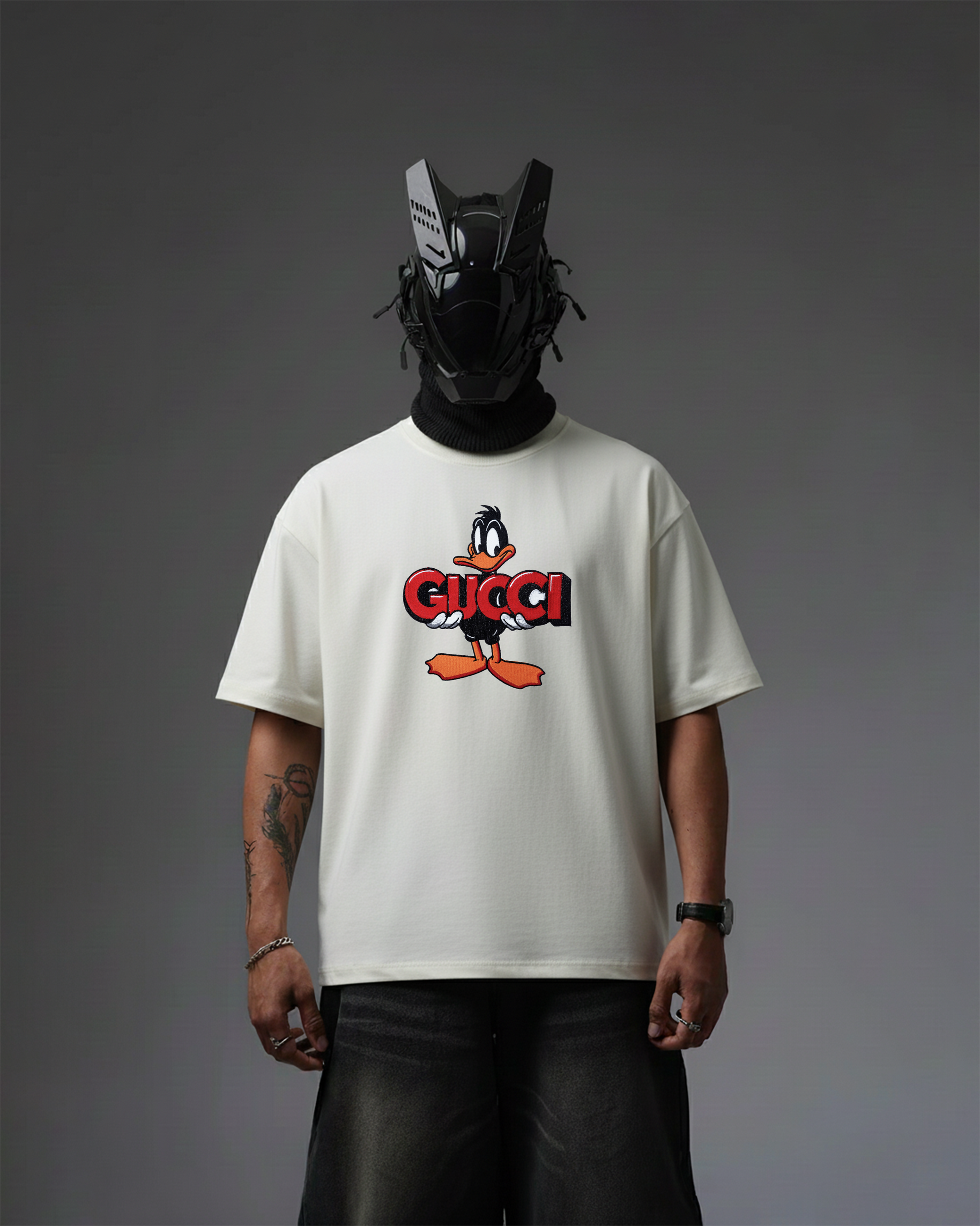 GUCI DUCK EMBROIDERY OVER-SIZED T SHIRT